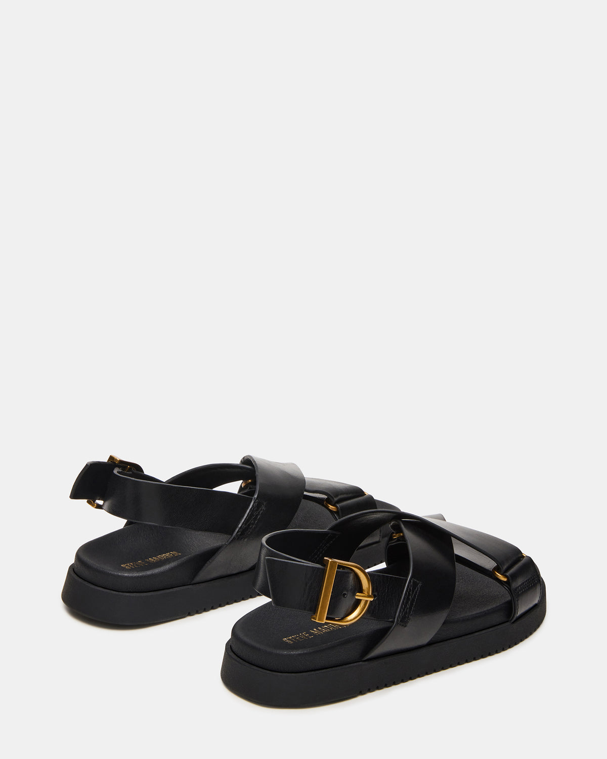 DONELLI Black Leather Strappy Footbed Women's Sandal