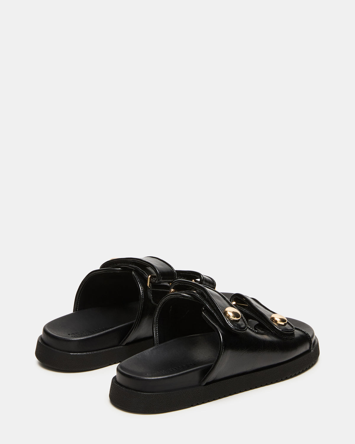 ATHENS Black Leather Slide Footbed Flatform Women's Sandal