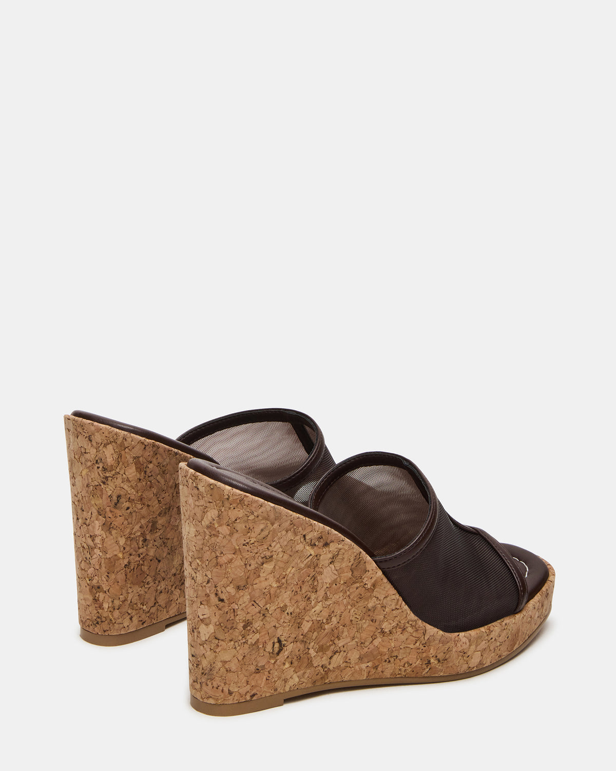 CRUZ Brown Square-Toe Platform Mesh Wedge Mule Women's Sandal