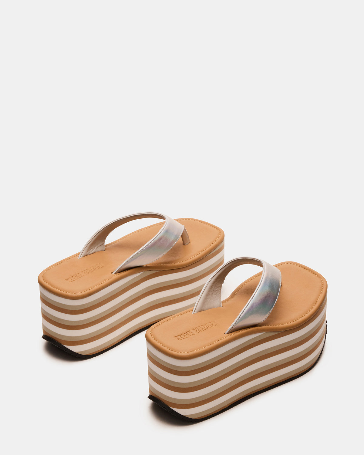 SEVILLA Natural Multi Thong Platform Chunky Flatform Square-Toe Women's Sandal