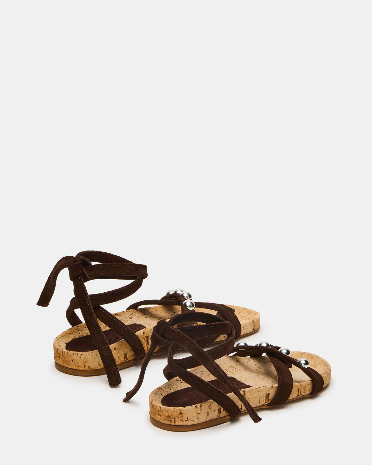 KELSO Brown Suede Flatform Strappy Studded Women's Sandal