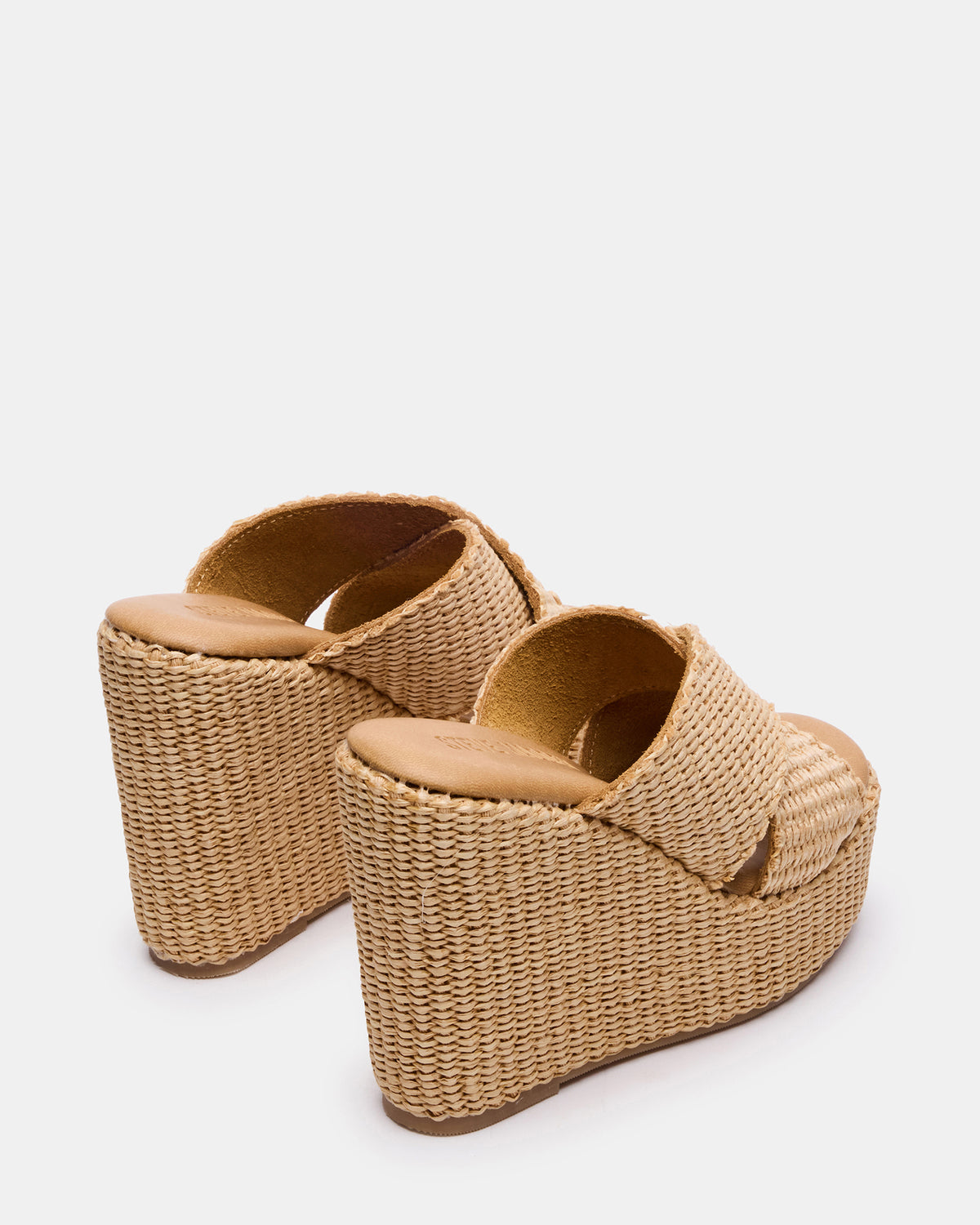 CERCEI Natural Raffia Platform Square-Toe Wedge Women's Sandal