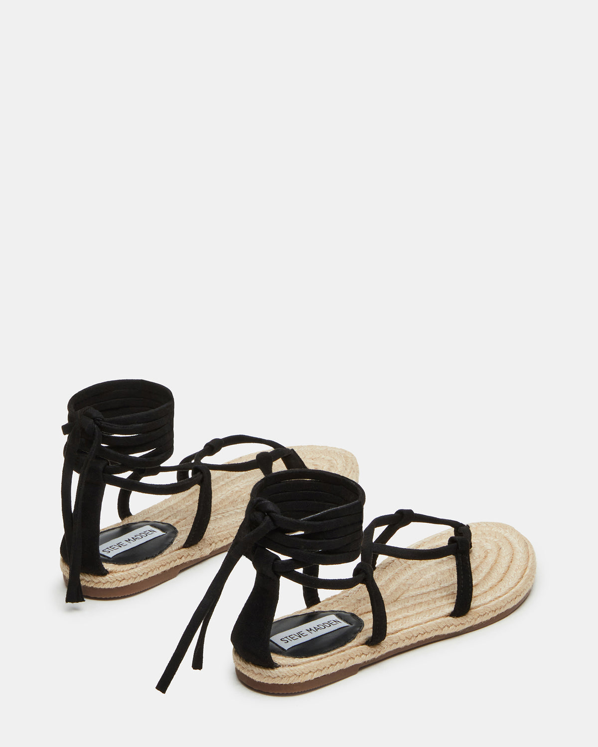 WADE Black Women's Strappy Lace-Up Espadrille Sandal