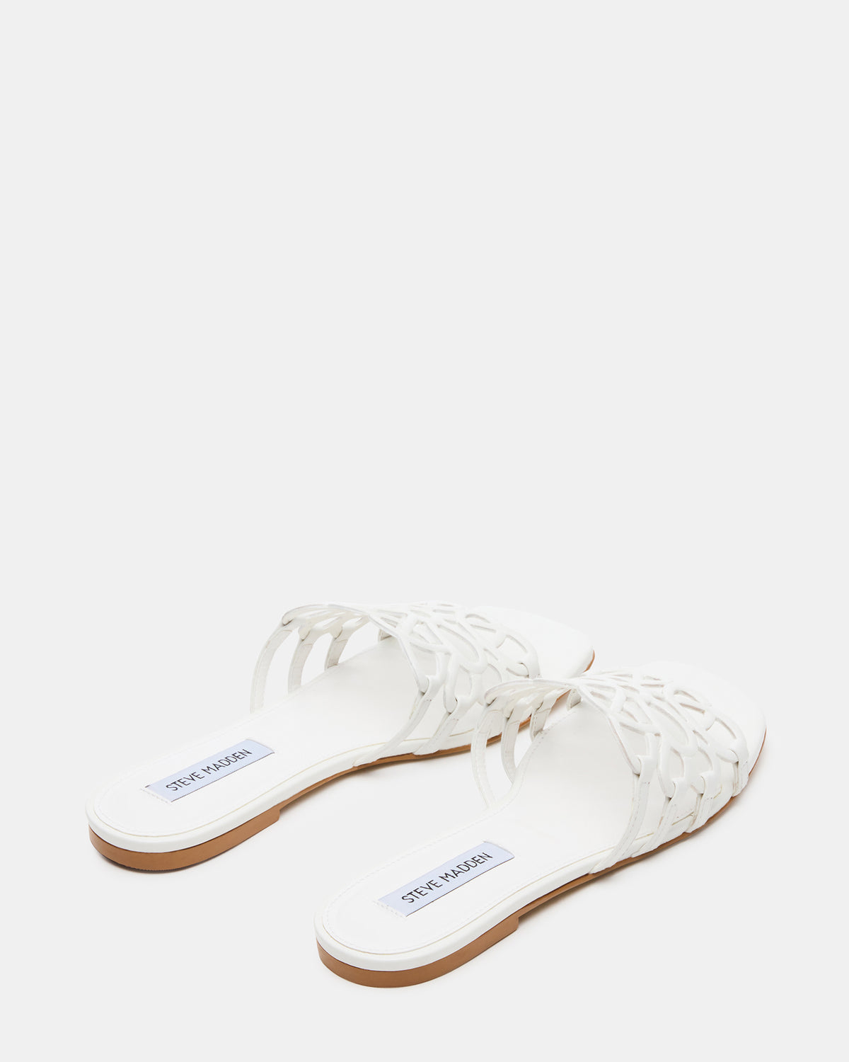 LOTUS White Leather Square-Toe Slide Women's Sandal