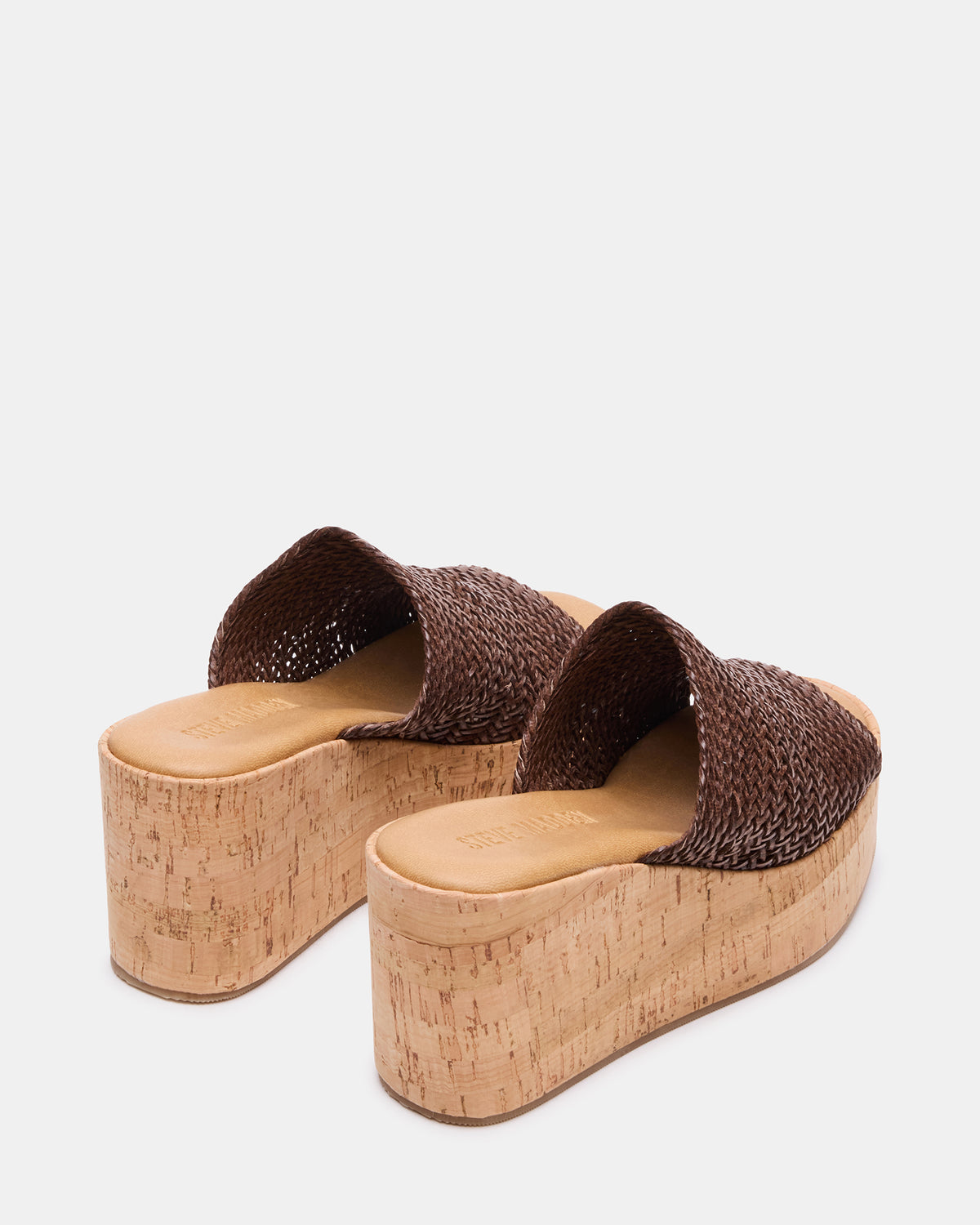 COASTAL Brown Raffia Platform Wedge Mule Women's Sandal
