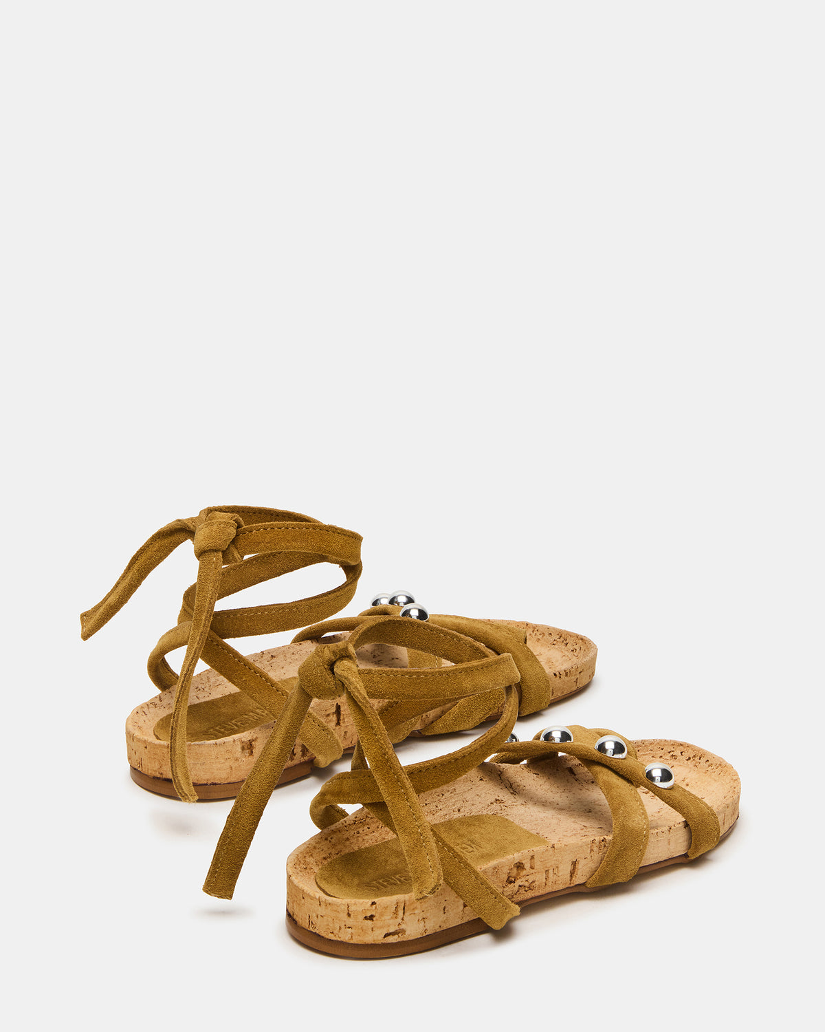 KELSO Olive Suede Flatform Strappy Studded Women's Sandal