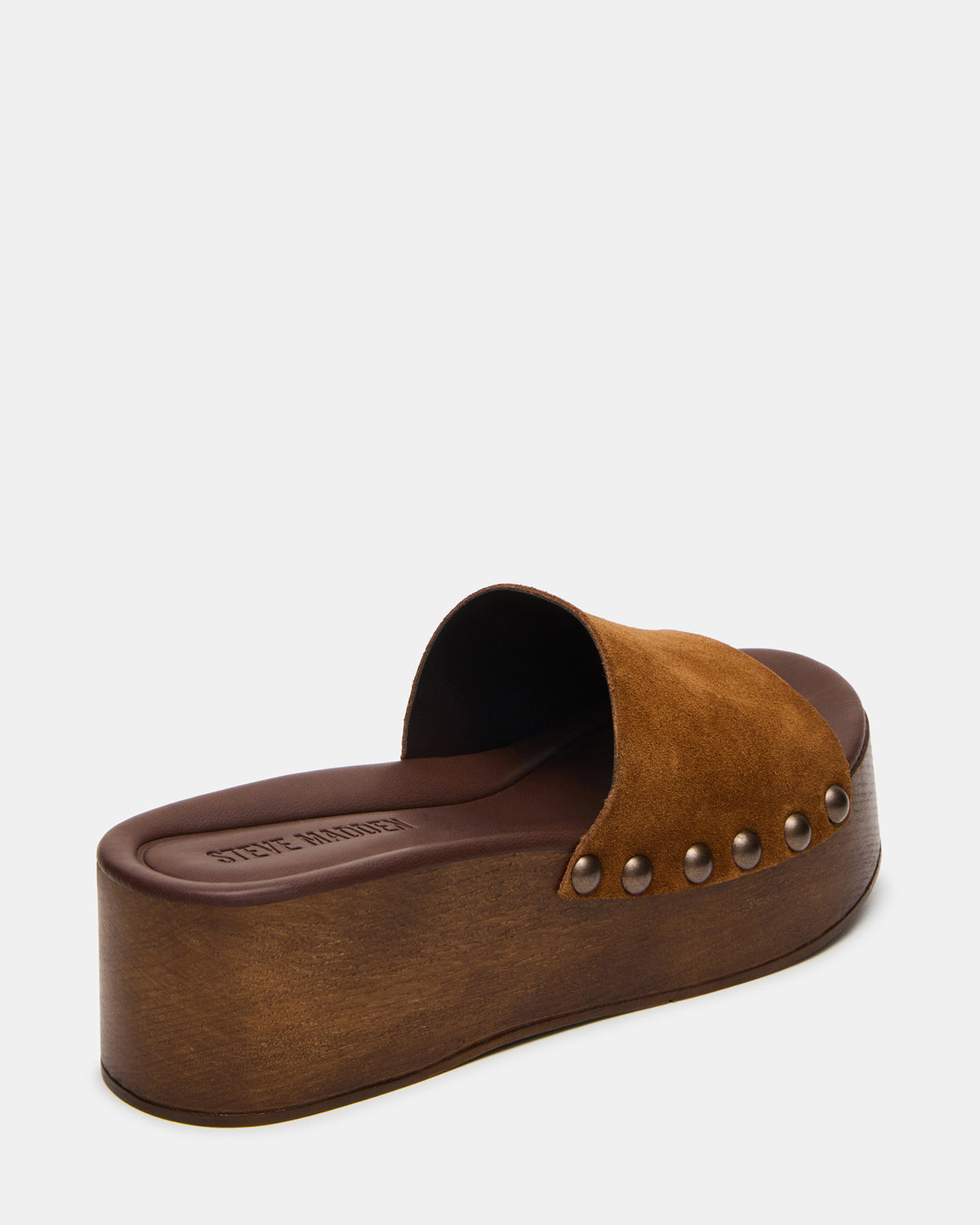 CONGA Tan Suede Platform Wood Bottom Slide Women's Sandal
