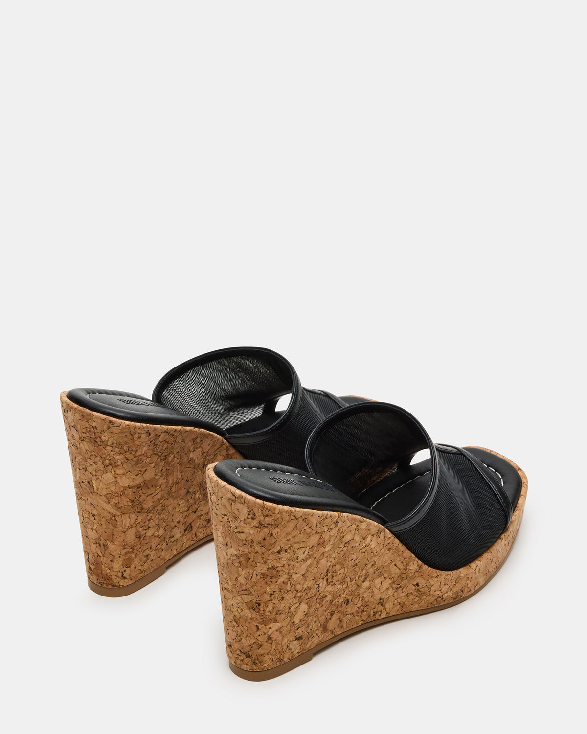 CRUZ Black Square-Toe Platform Mesh Wedge Mule Women's Sandal