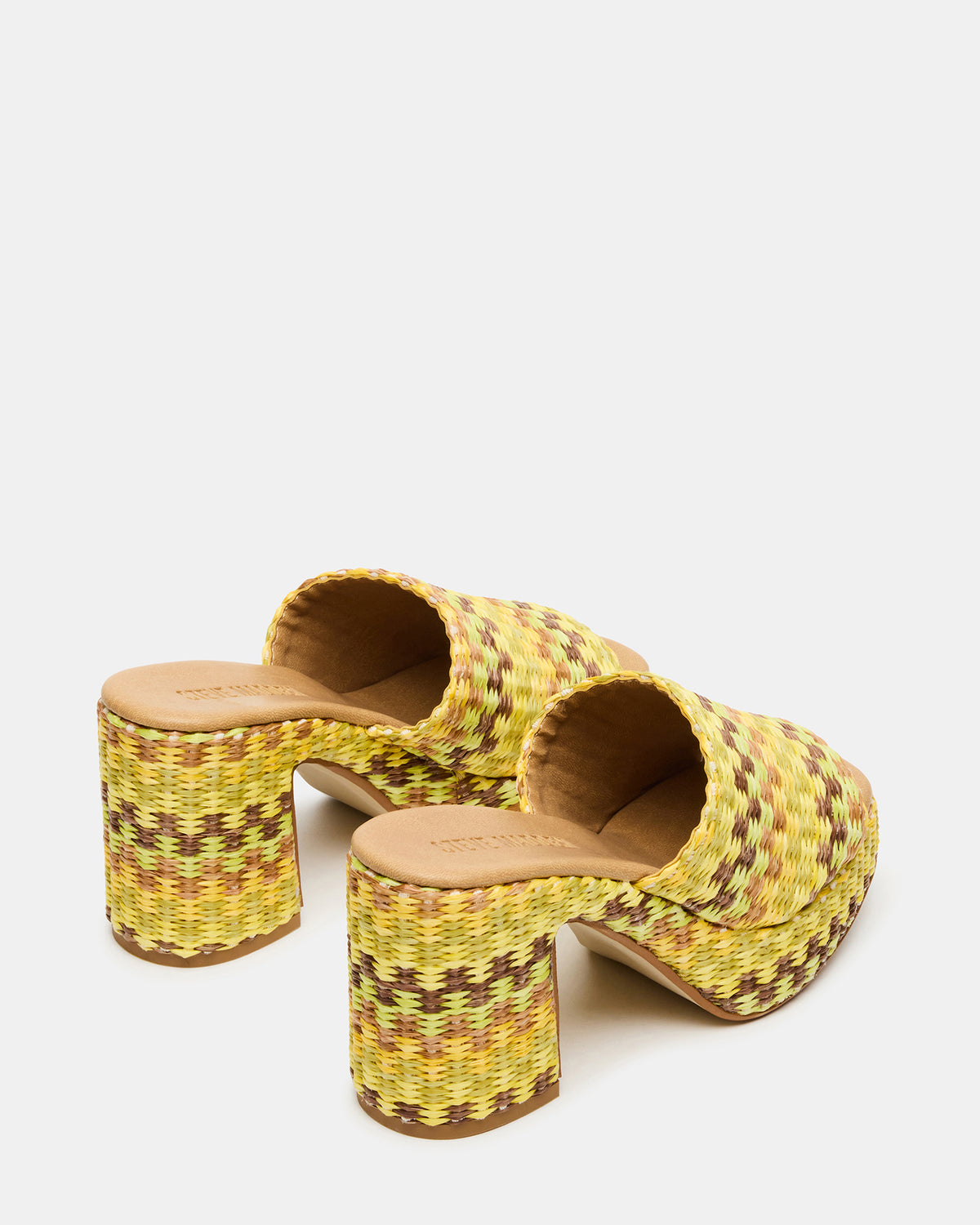 KOLA Raffia Multi Platform Square-Toe Block Heel Mule Women's Sandal