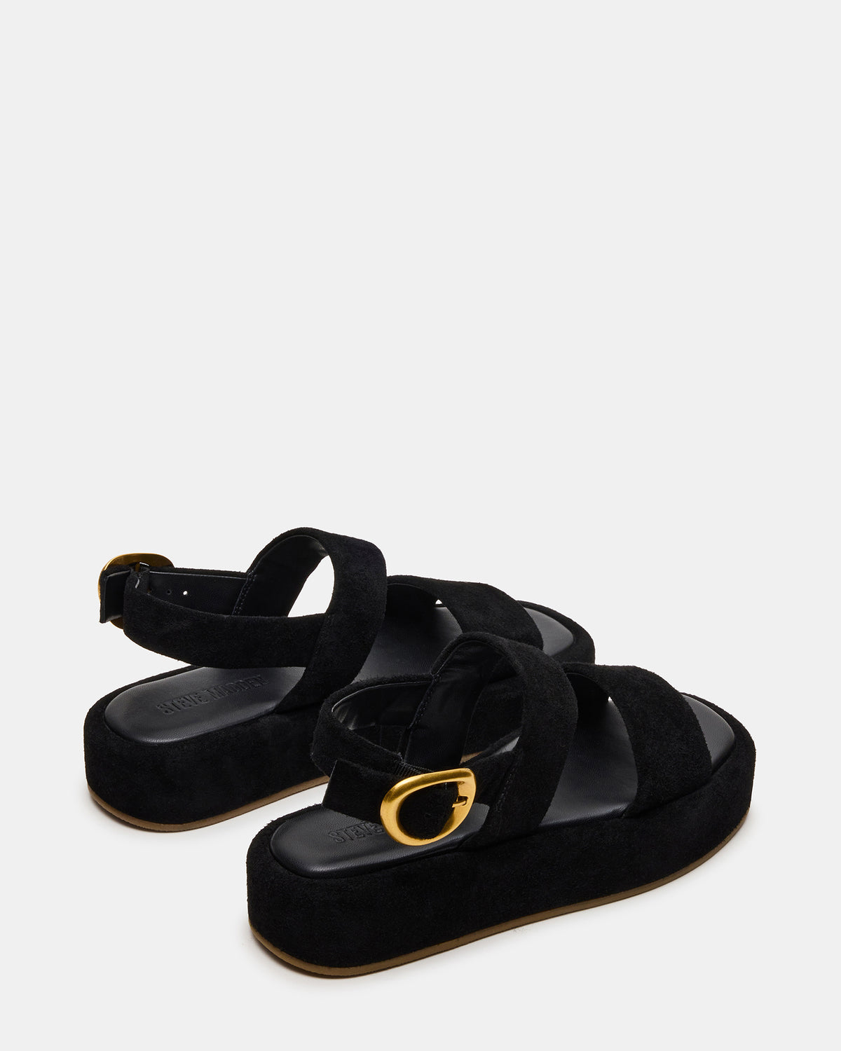 BARONI Black Suede Square-Toe Platform Women's Sandals