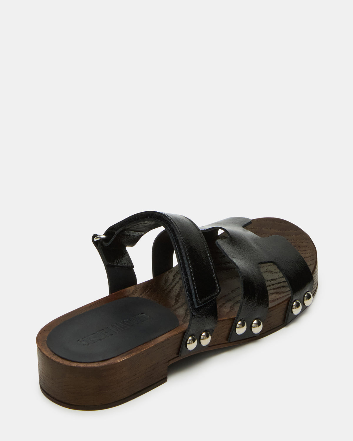 CANAL Black Patent Wood Bottom Slide Women's Sandal