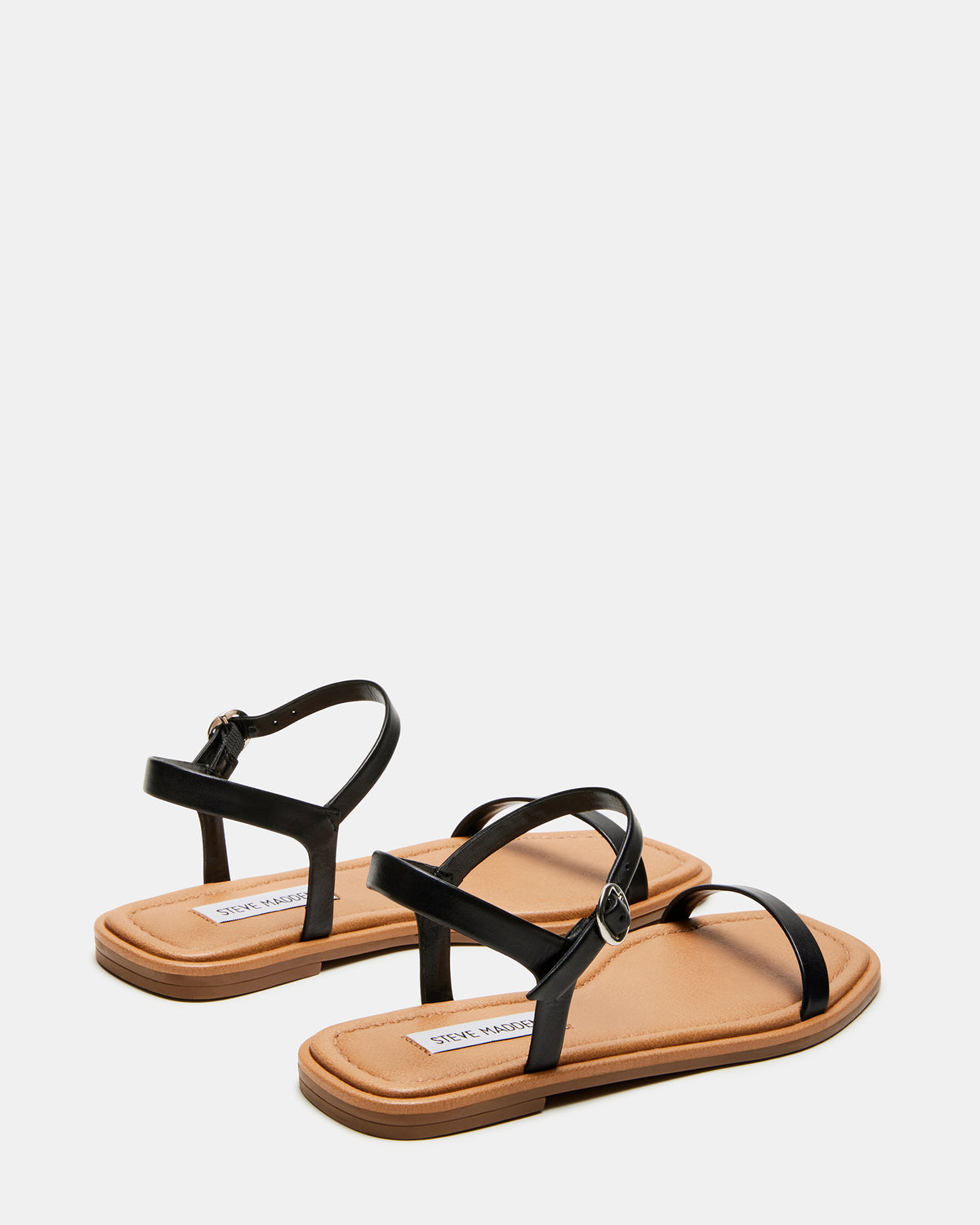 CAMARI Black Leather Square Toe Strappy Sandal | Women's Sandals