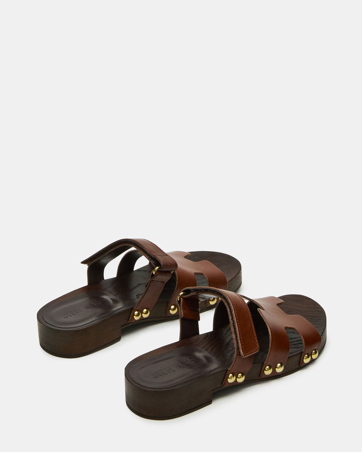 CANAL Brown Leather Wood Bottom Slide Women's Sandal