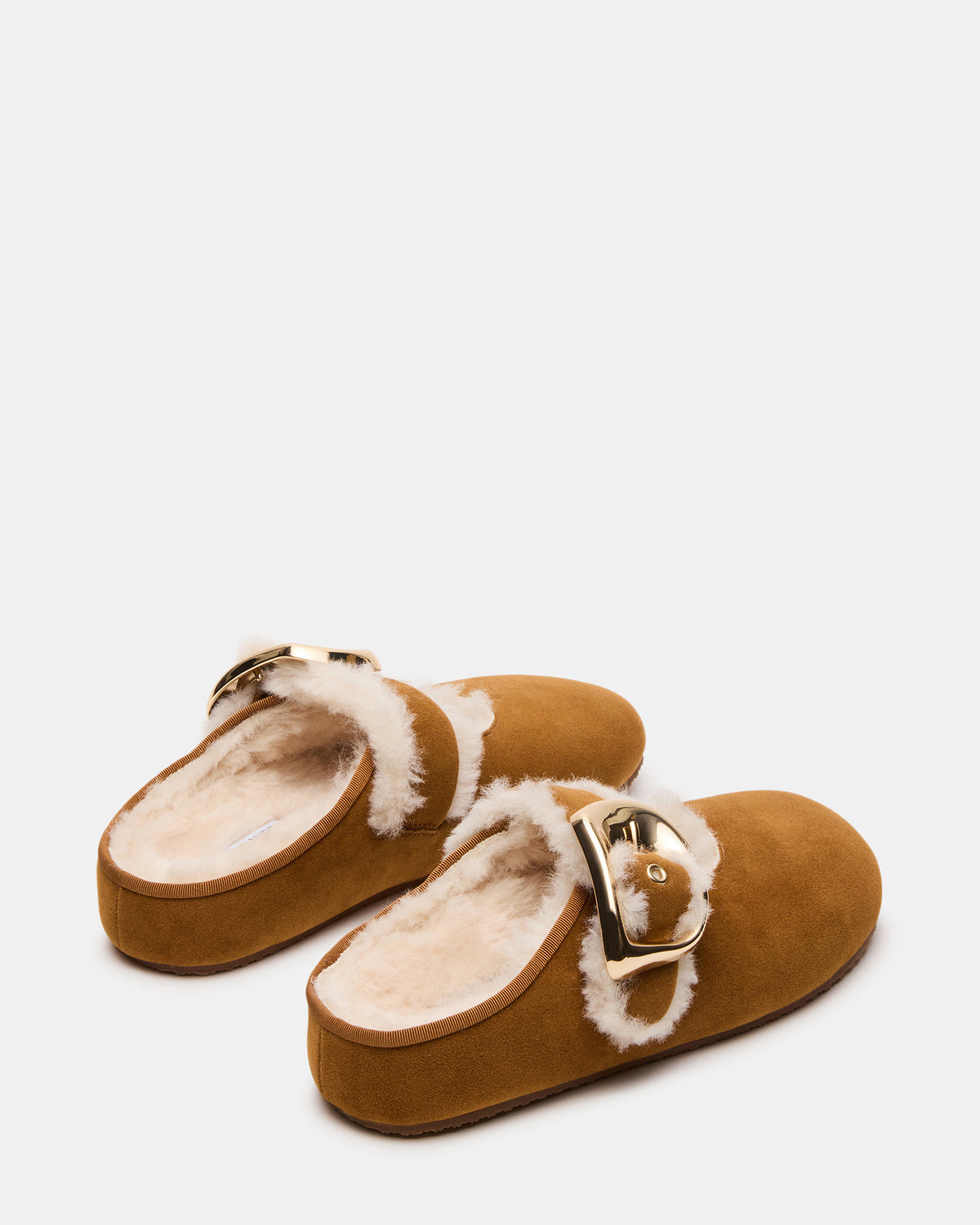 CLOUDY Chestnut Slip-On Mule Mary Jane Faux Fur Women's Flat Steve Madden CHESTNUT