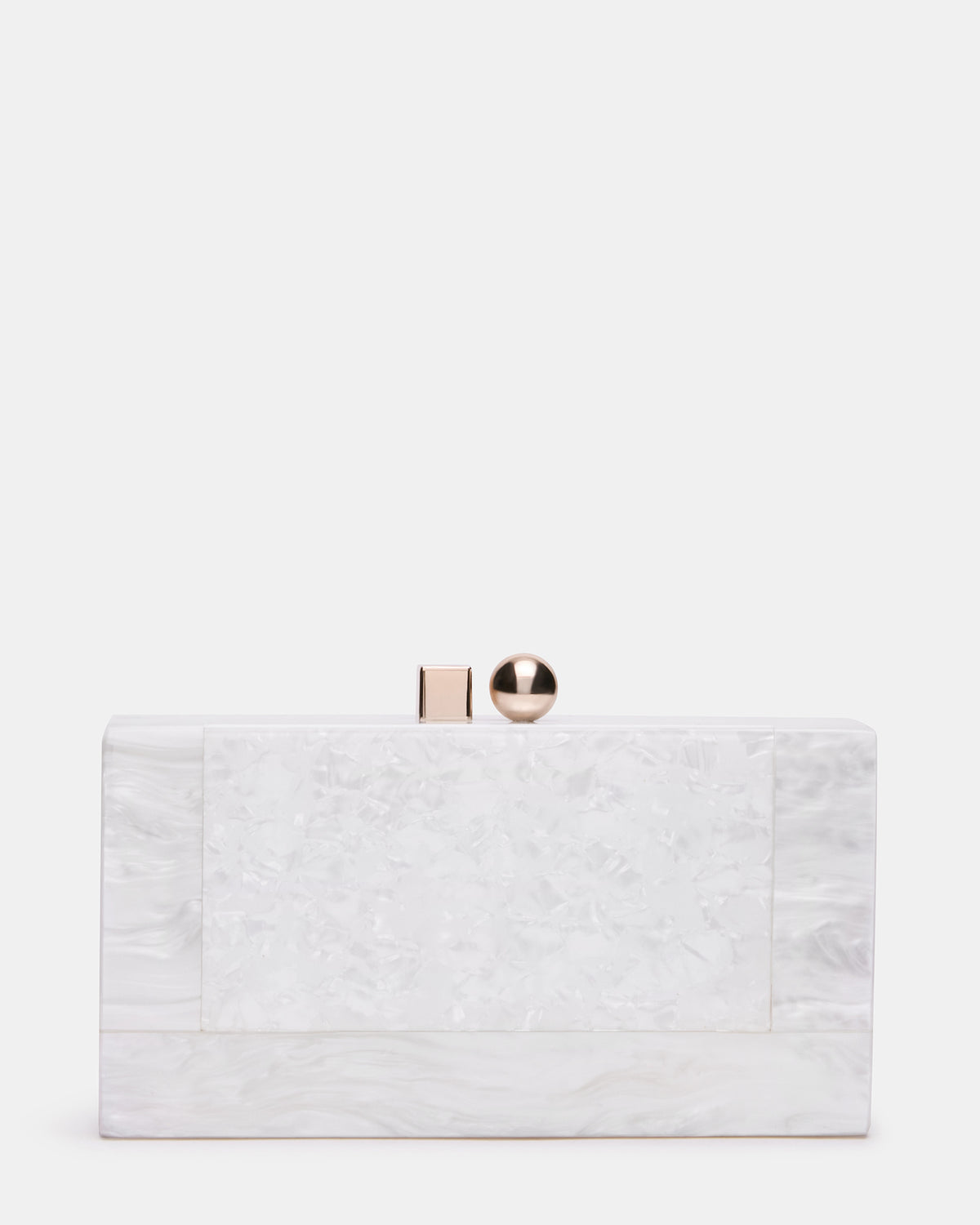 CAMILAA Bag White Geometric Pearlescent Minaudiere Crossbody Clutch Handbag