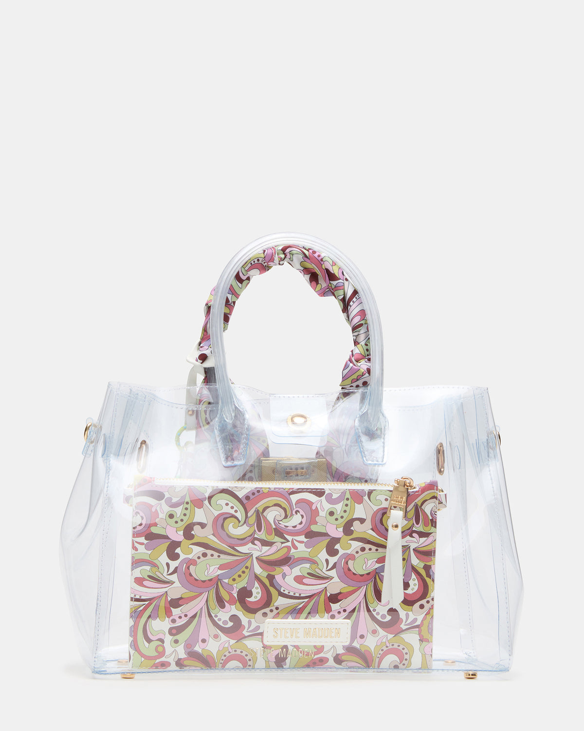 GUMMY Bag Clear Top-Handle Turn-Lock Tote Handbag