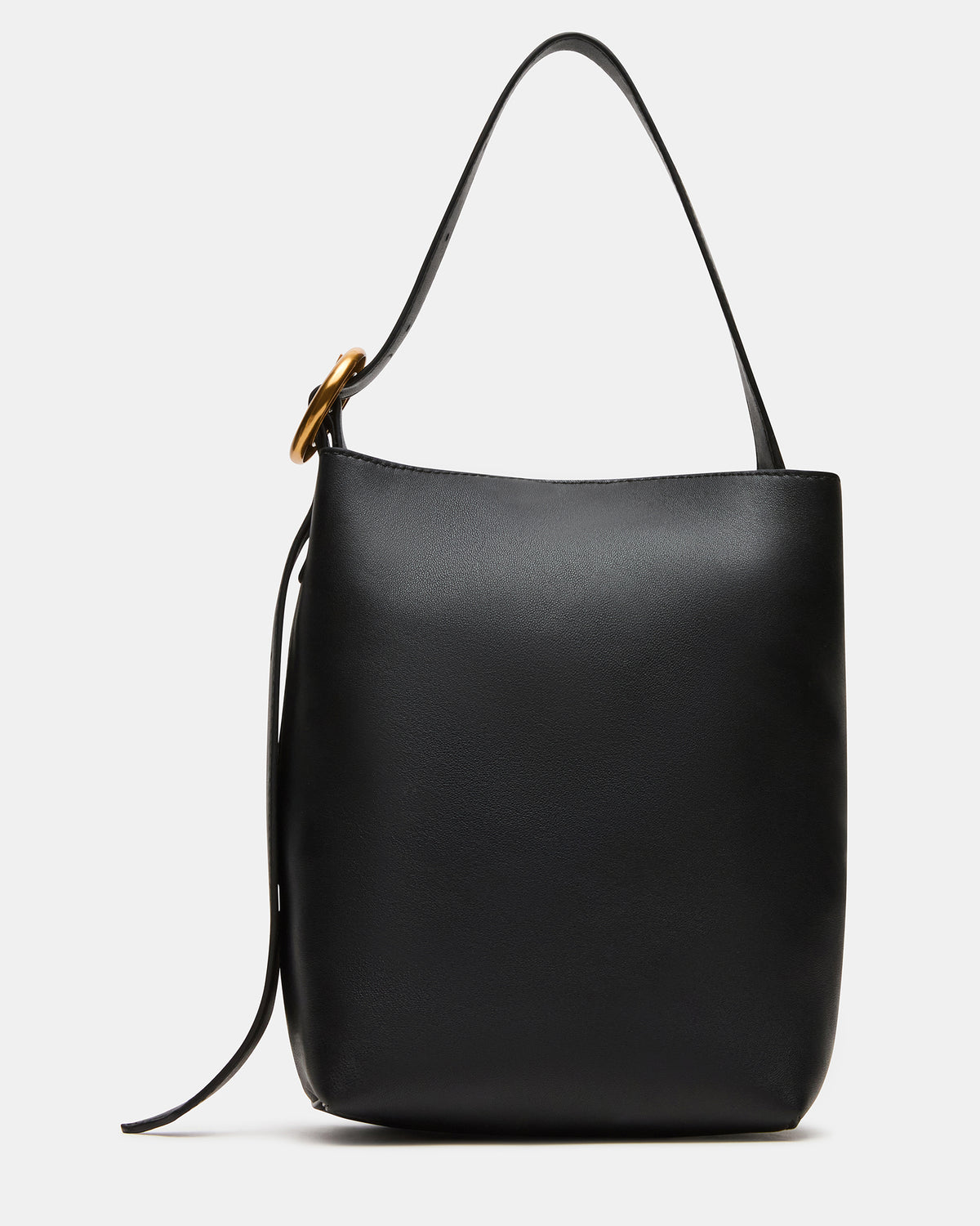 SOFIEE Bag Black Leather Shoulder Strap Bucket Tote Handbag
