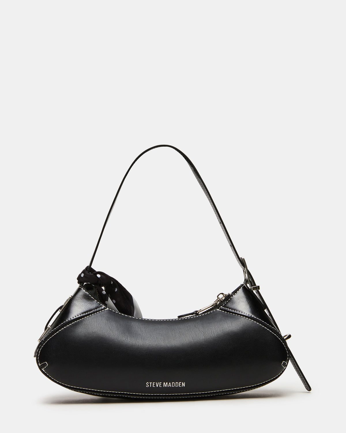 ROXEY Bag Black Crescent-Shaped Top-Zipper Shoulder Strap Handbag