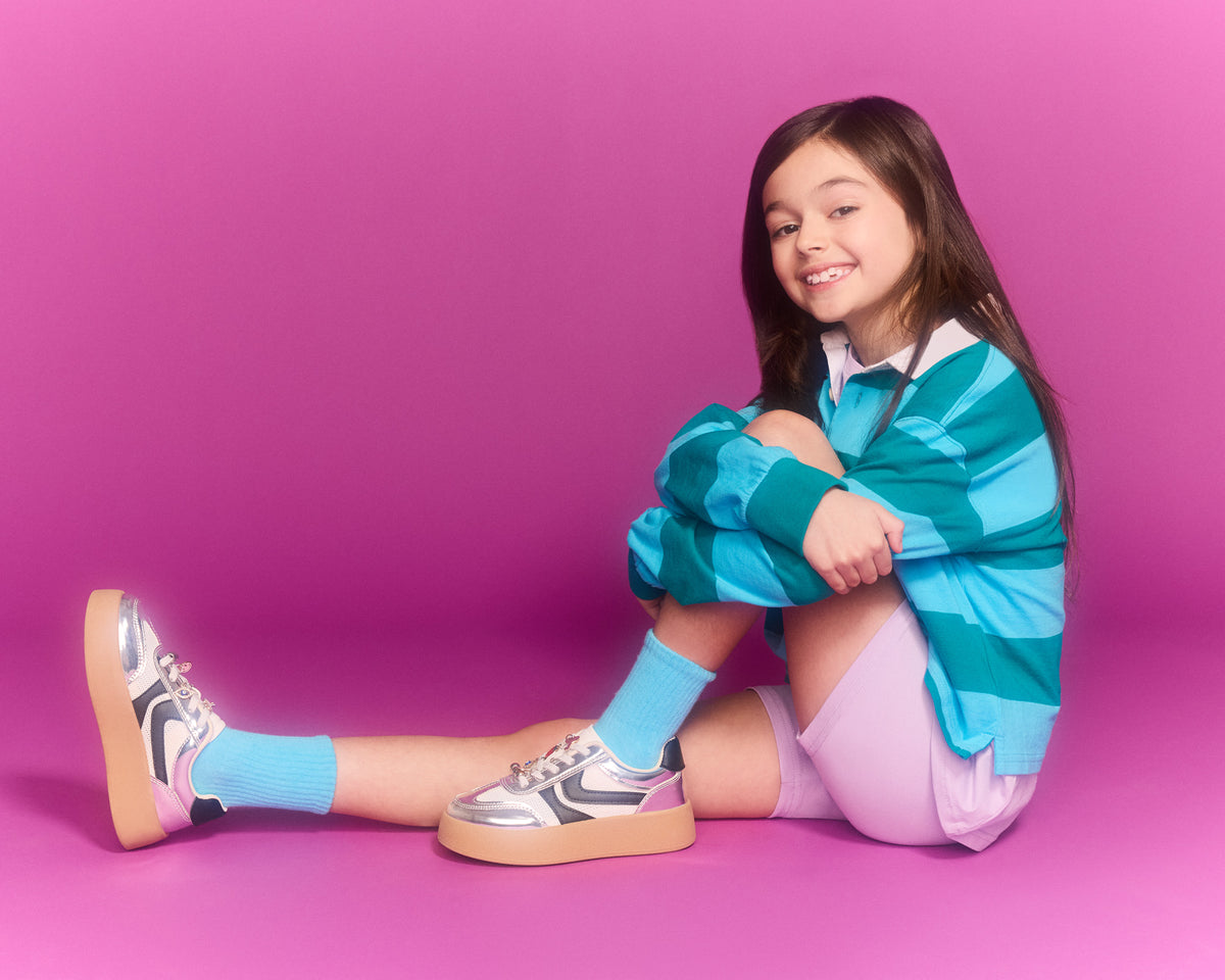 Kids' JERSEY CHARMS Silver Girls' Low-Top Platform Sneaker