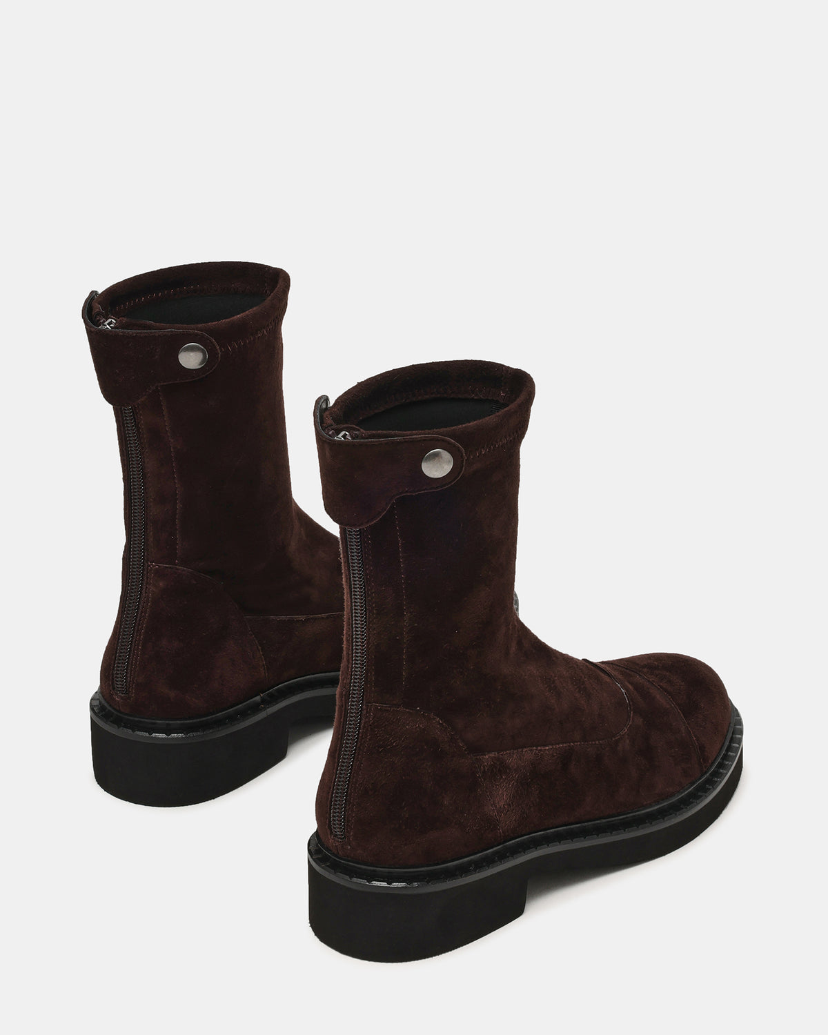 MYER Brown Suede Round-Toe Zipper Closure Women's Ankle Boot