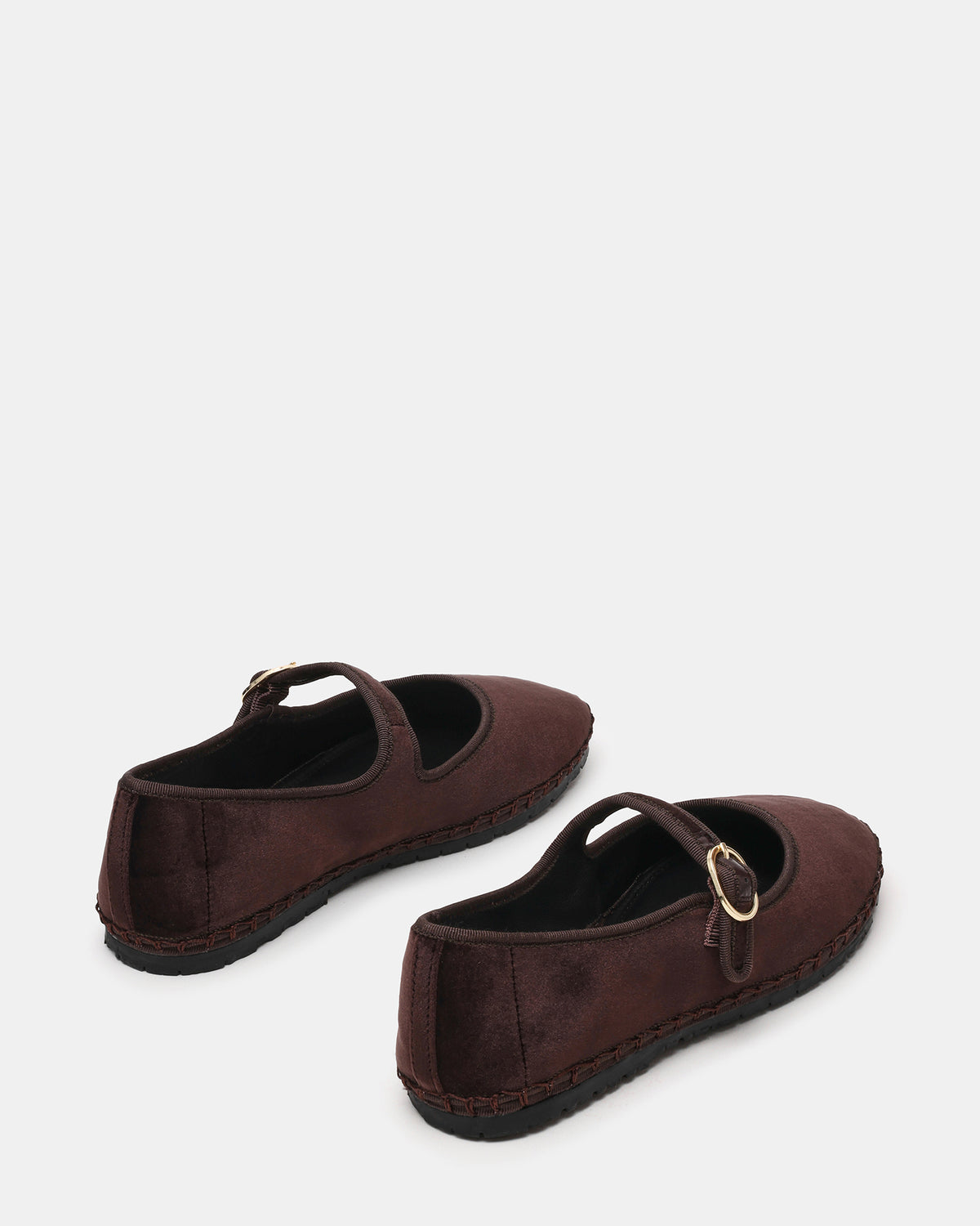 VELMA Brown Velvet Mary Jane Gold-Detail Buckle Women's Flat Steve Madden BROWN VELVET