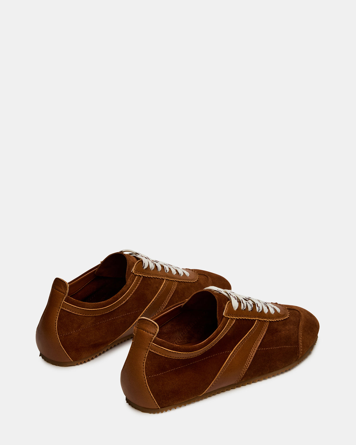 JUNA Cognac Suede Low-Top Lace-Up Stripe Men's Sneaker
