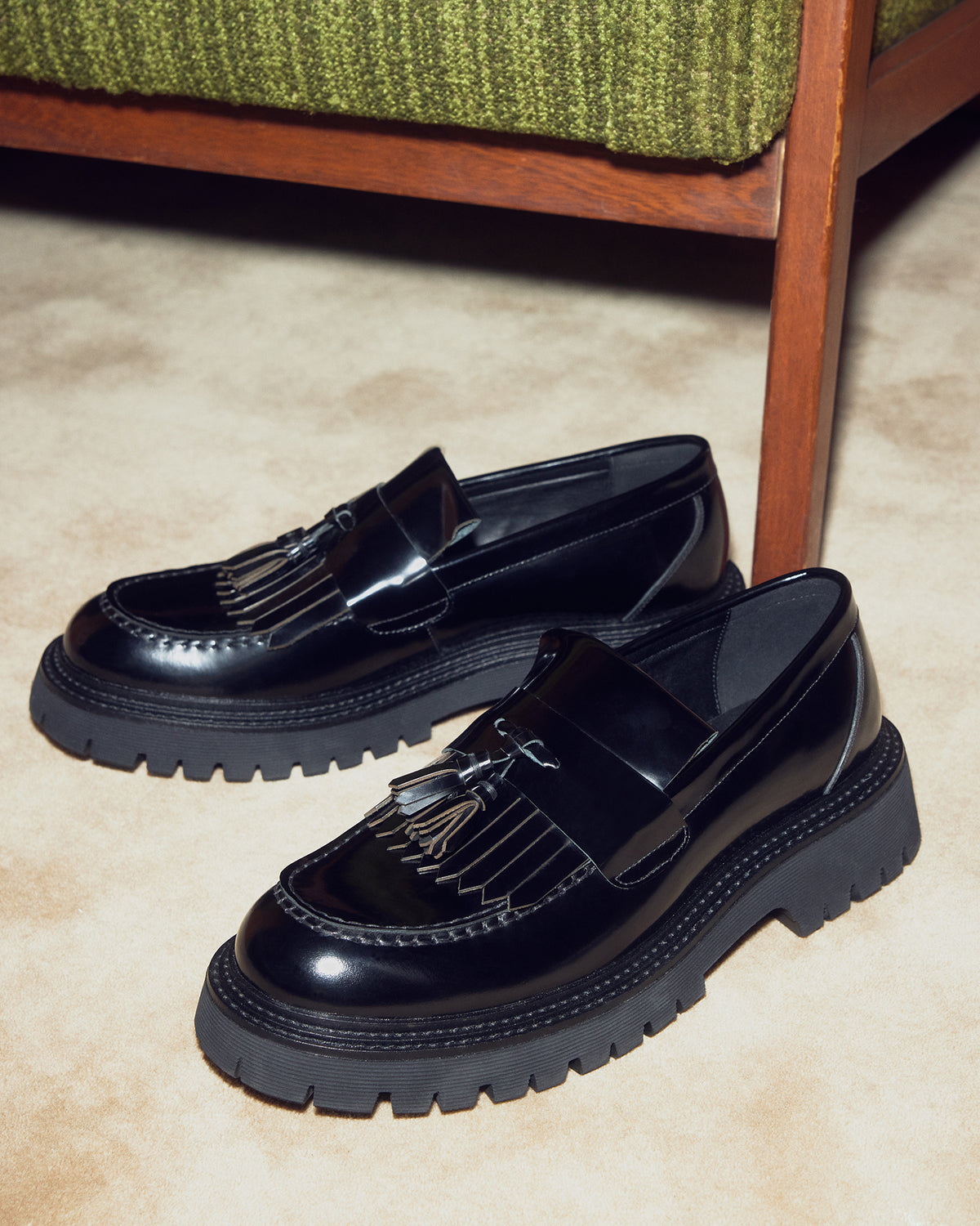 ZEV Black Box Lug Sole Dress Men's Loafer