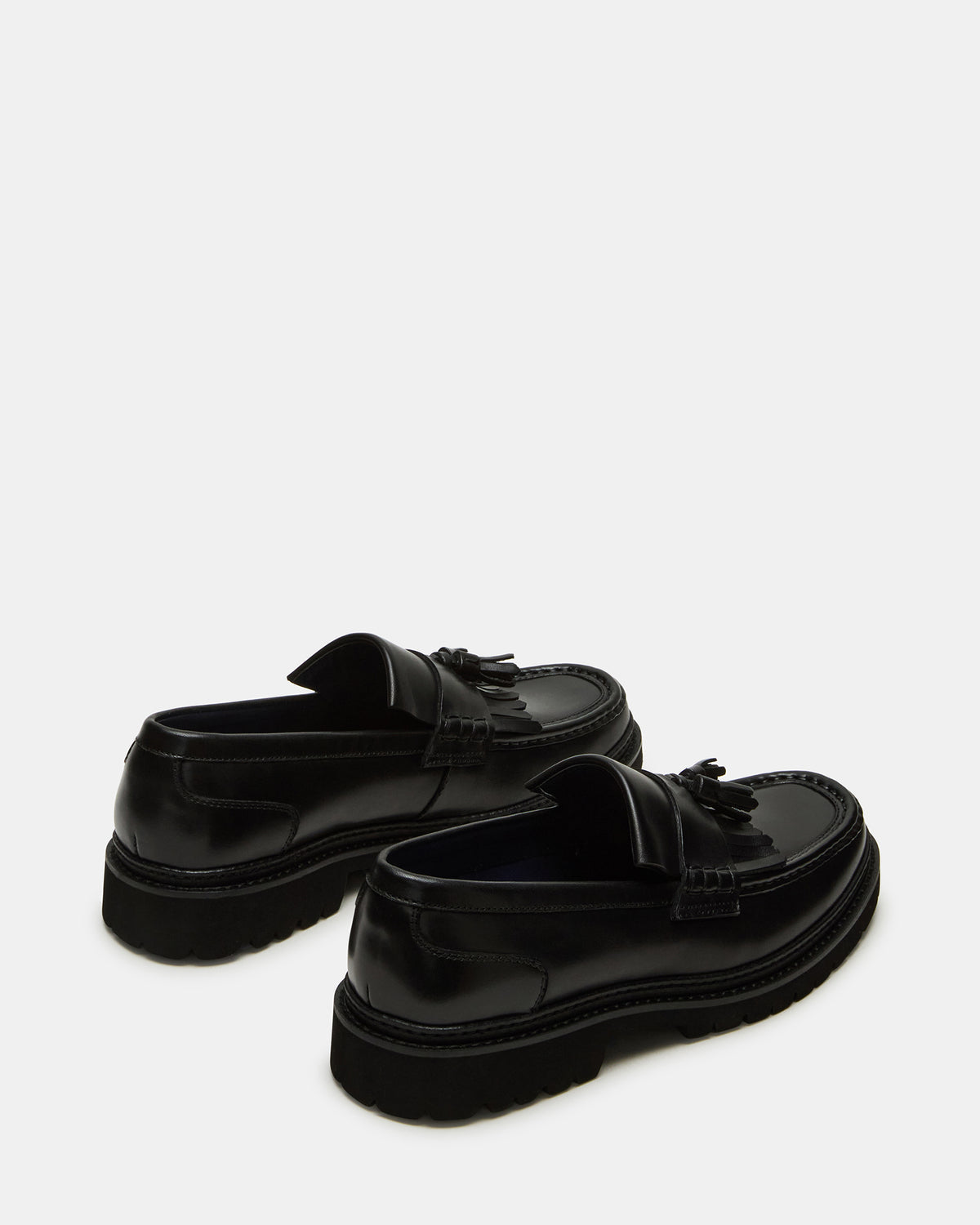ARTHUS Black Leather Slip-On Tassel Men's Loafer