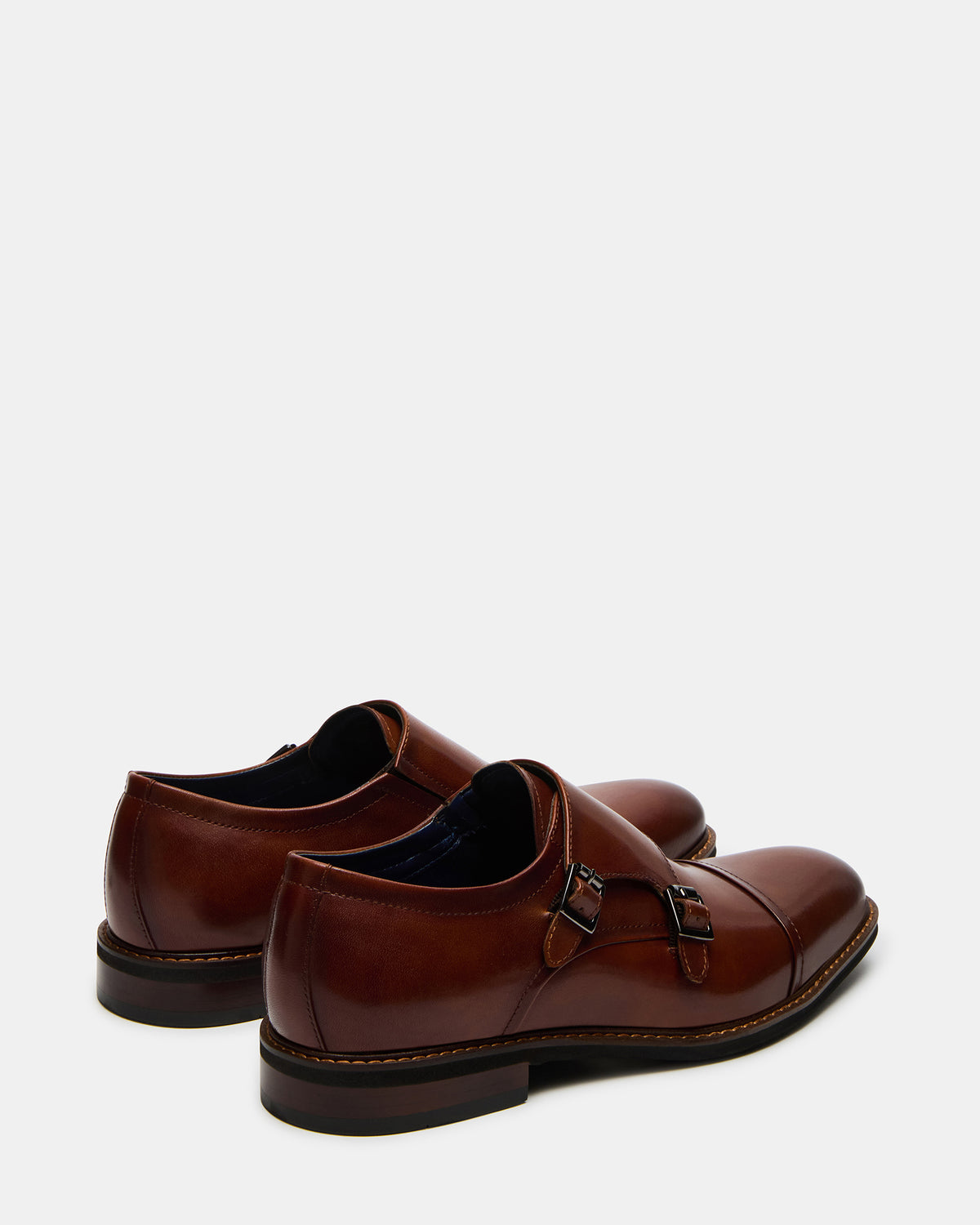 HARAN Tan Leather Men's Buckle Strap Dress Shoe