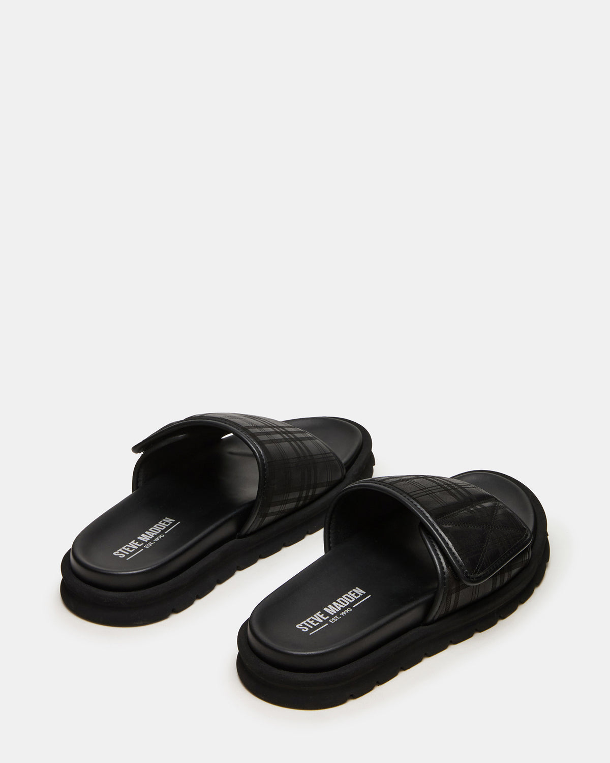 REESE Black Slide Footbed Rounded-Toe Men's Sandal
