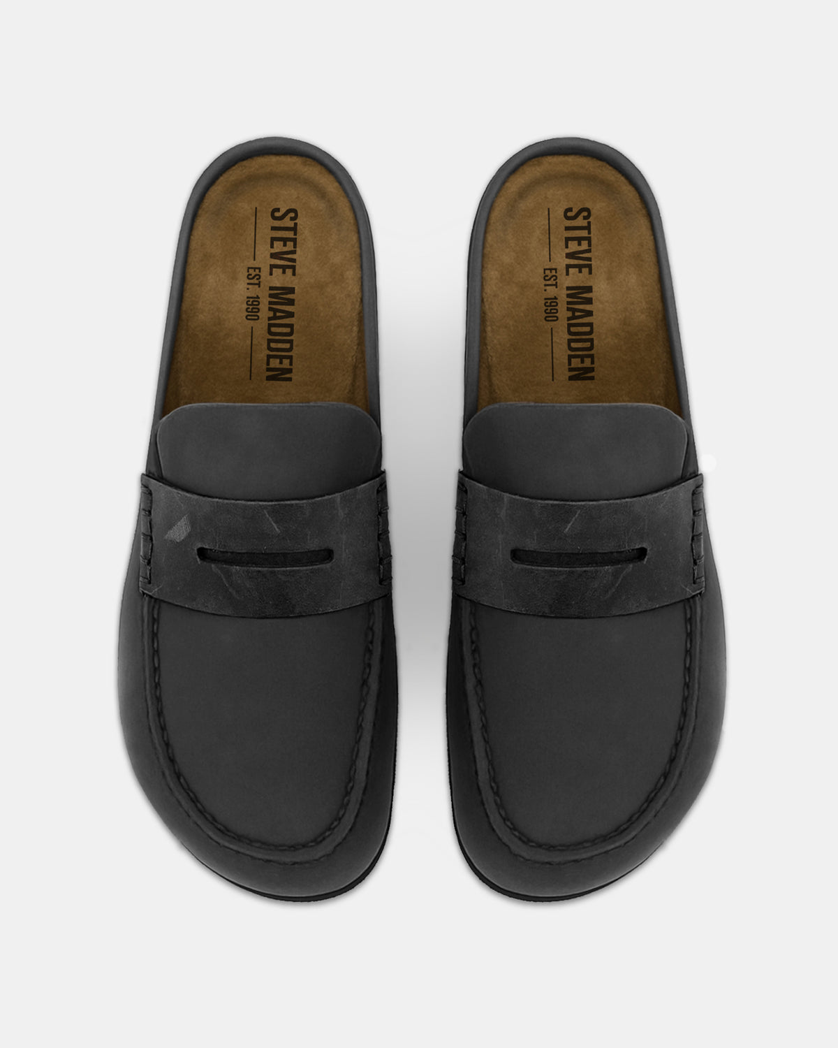 WYATT Black Leather Slip-On Clog Men's Casual Steve Madden BLACK LEATHER