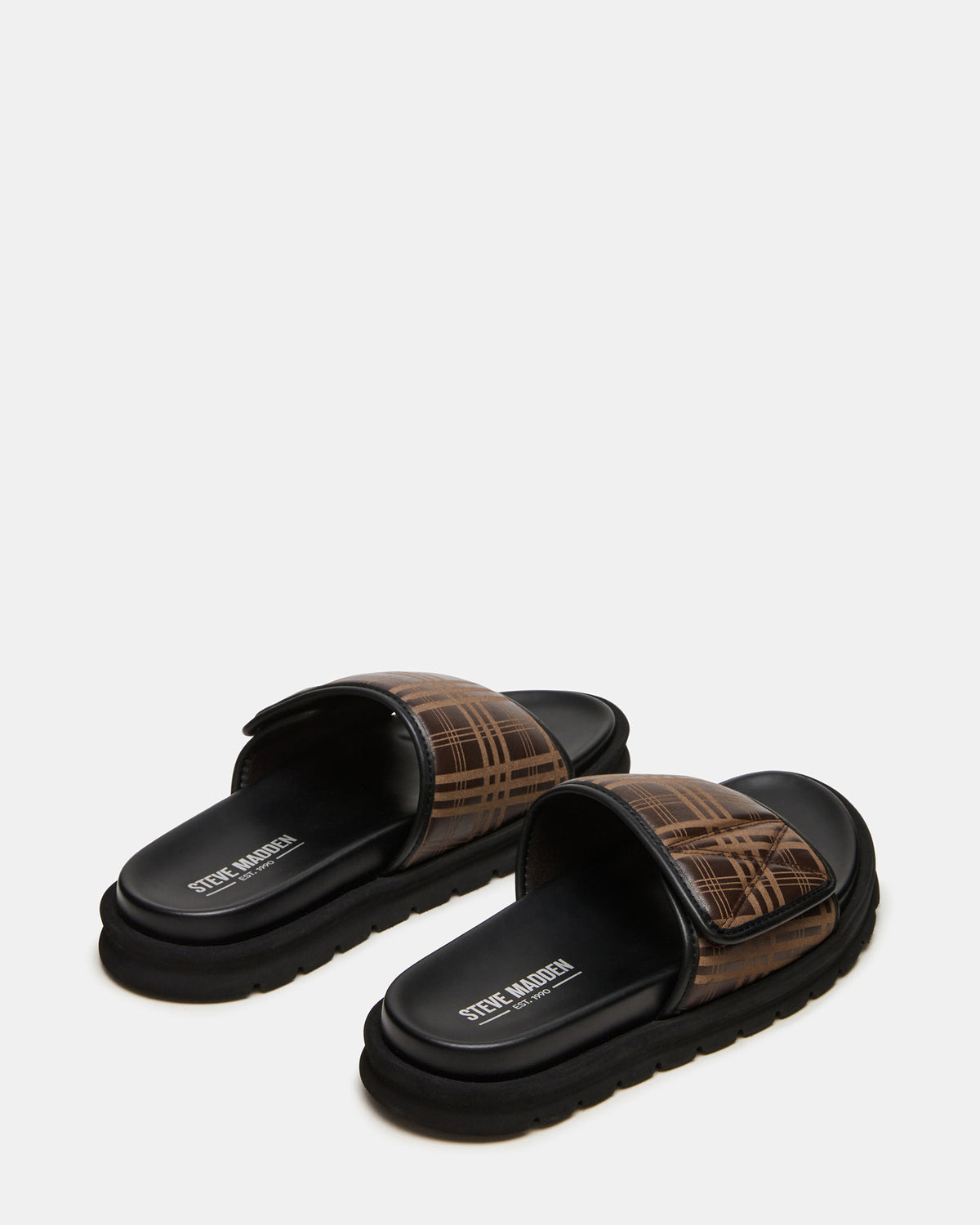 REESE Brown Slide Footbed Rounded-Toe Men's Sandal