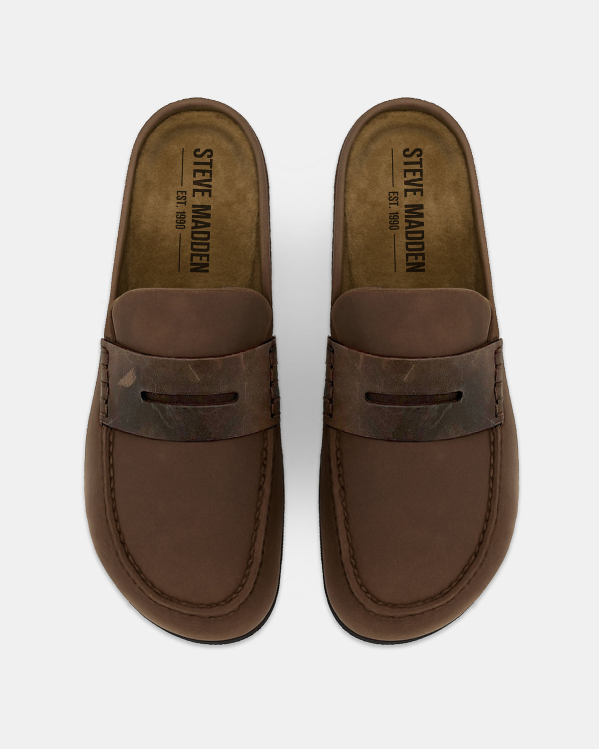 WYATT Brown Leather Slip-On Clog Men's Casual