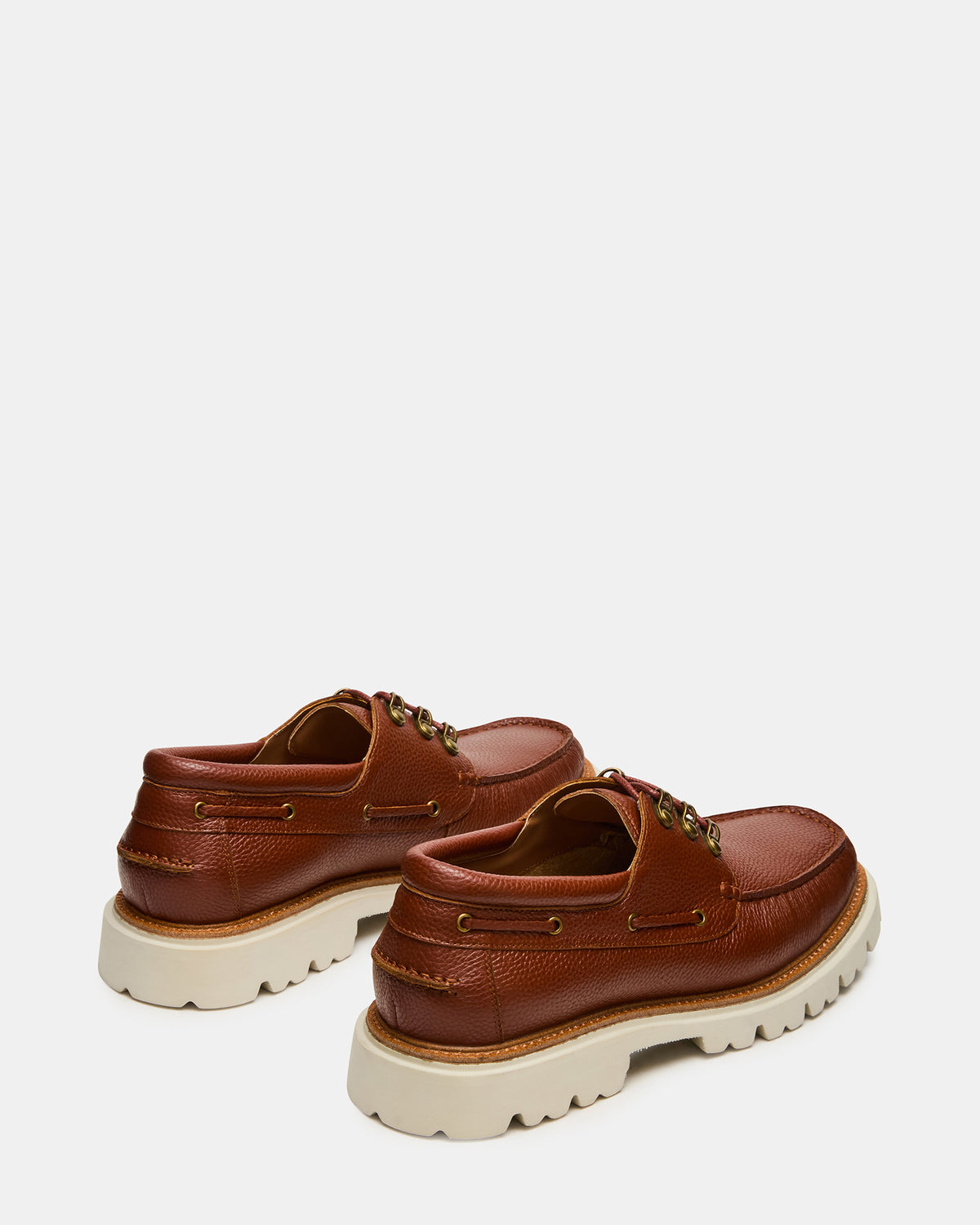 VICTOR Cognac Leather Slip-On Men's Casual Boat Shoe Steve Madden COGNAC LEATHER