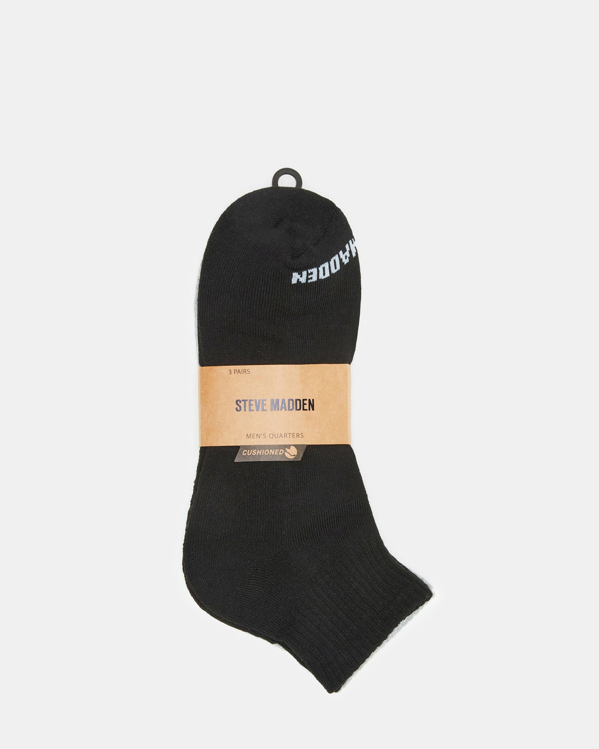SPORT CUSHION QUARTER SOCKS BLACK/WHITE | Men's Sport Quarter Socks Steve Madden BLACK WHITE