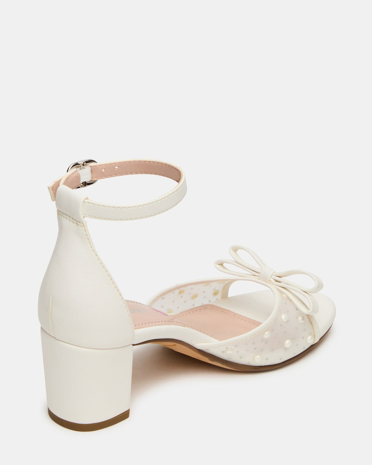 Kids' ADIA White Mesh Block Heel Girls' Heel