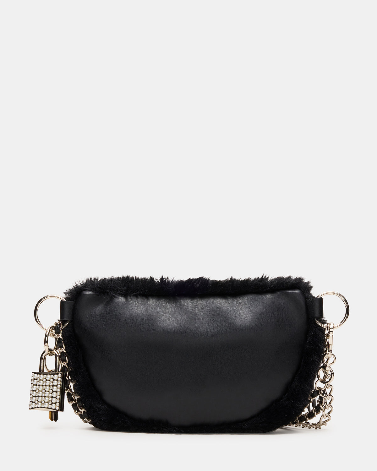 WYLDER Bag Black Faux Fur Crossbody Women's Belt Handbag Steve Madden BLACK