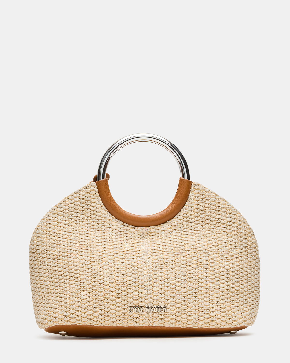 GEENA Straw Bag Light Natural Ring Top-Handle Crossbody Handbag