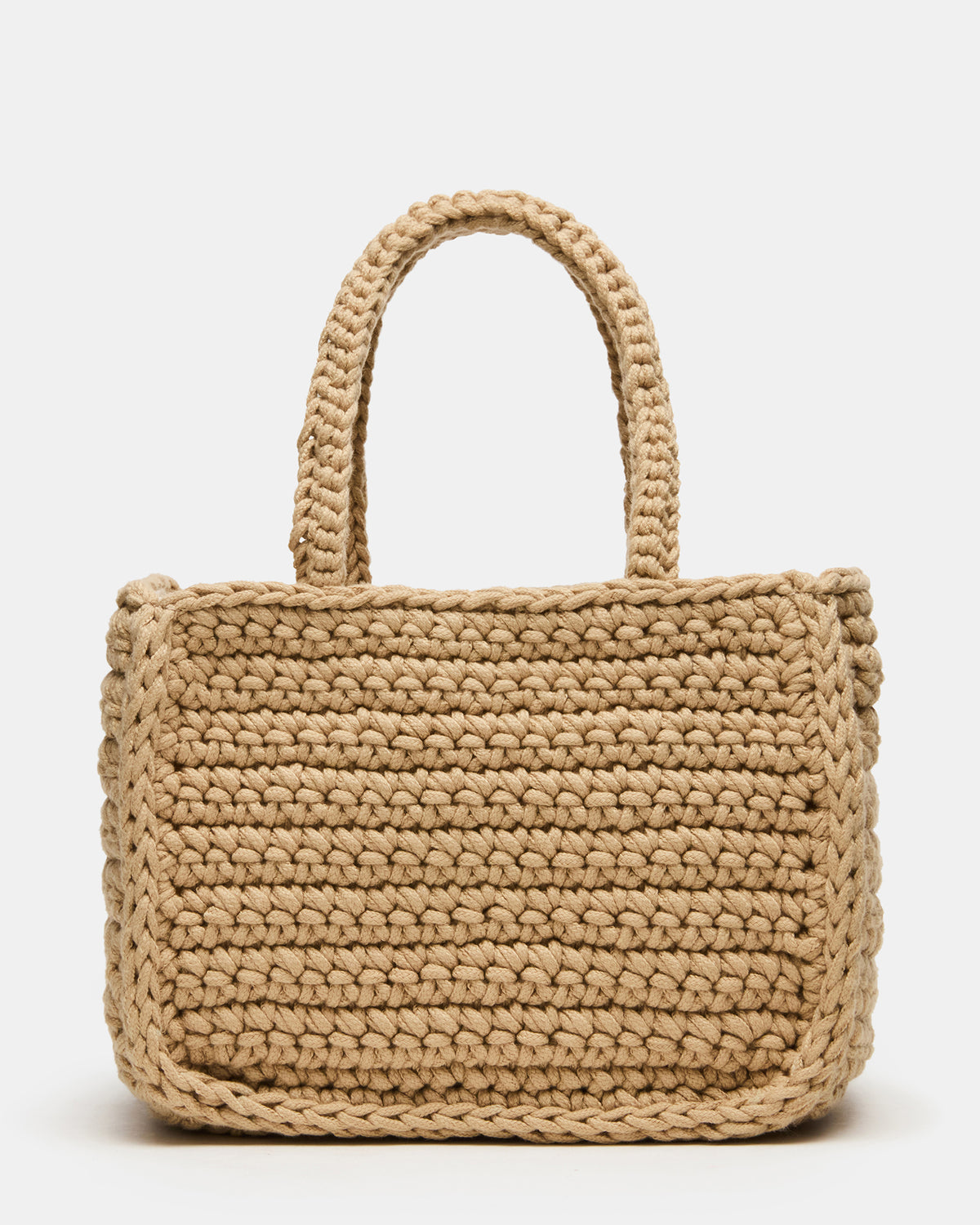 LUVLY Bag Natural Mini Top-Handle Flower Decal Crochet Crossbody Handbag