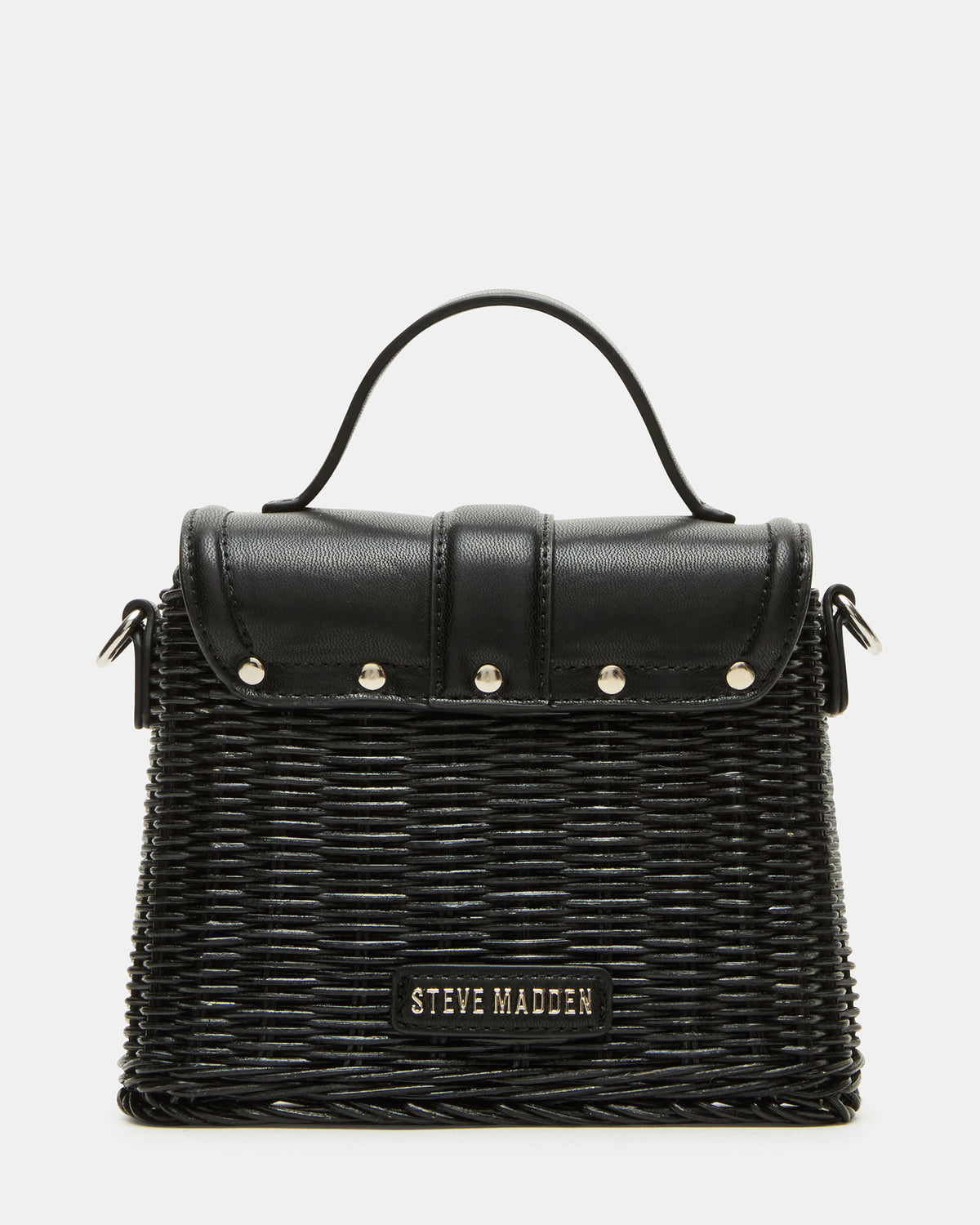CRISTY Bag Black Wicker Top-Handle Sraw Crossbody Handbag