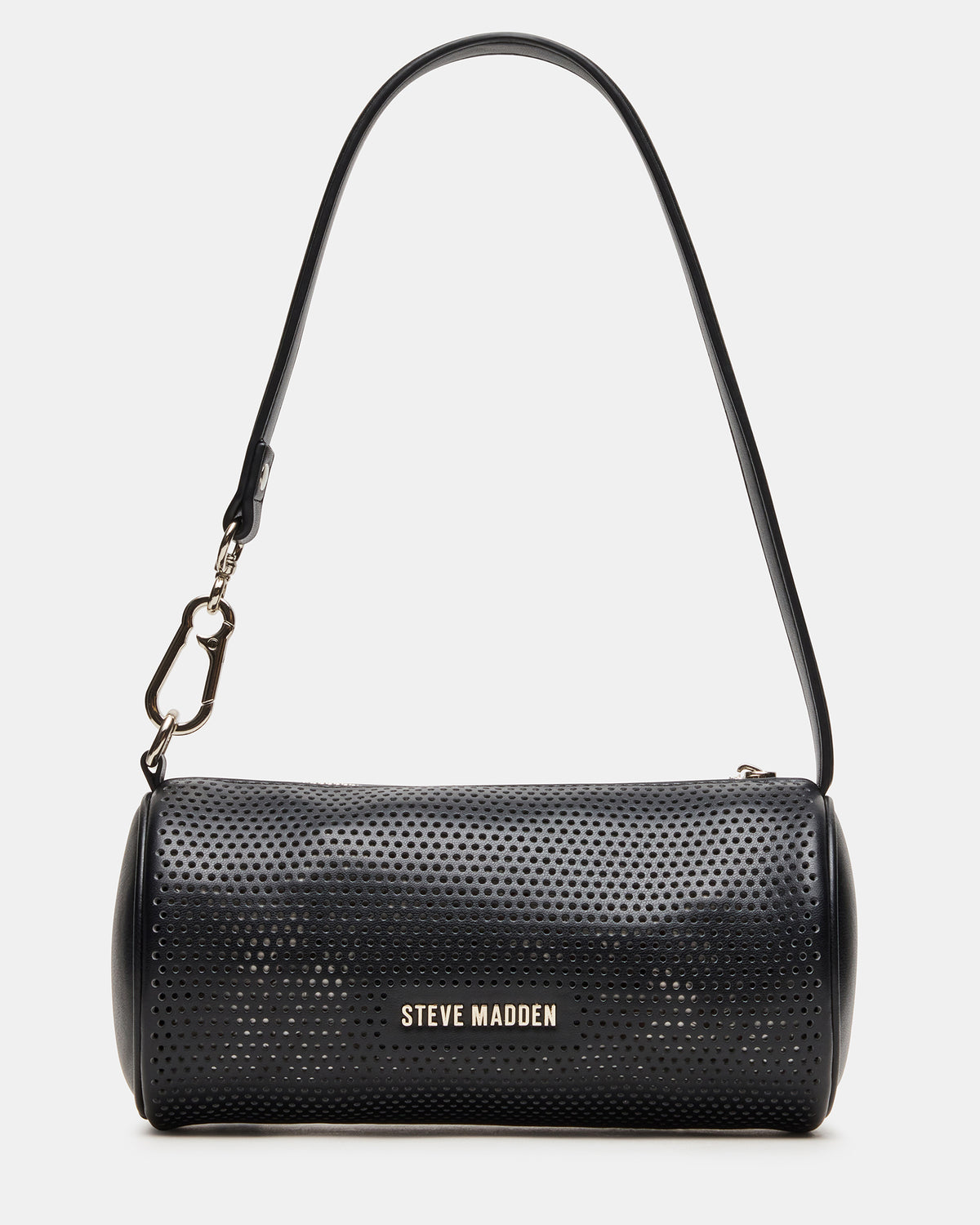 PRIYA Perforated Bag Black Mini Barrel Shoulder Handbag