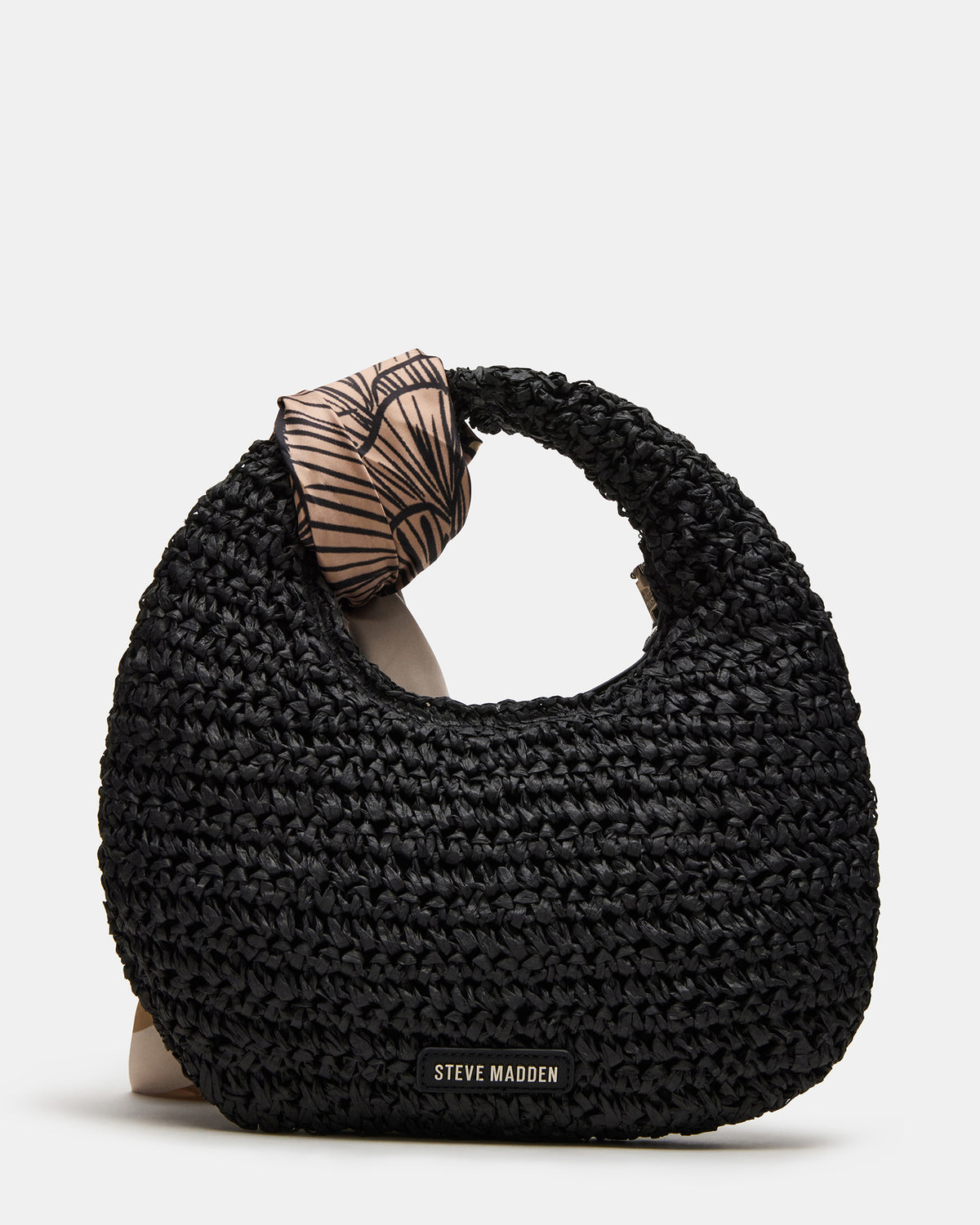 DAENRYS Black Women's Crescent Shaped Straw Shoulder Bag