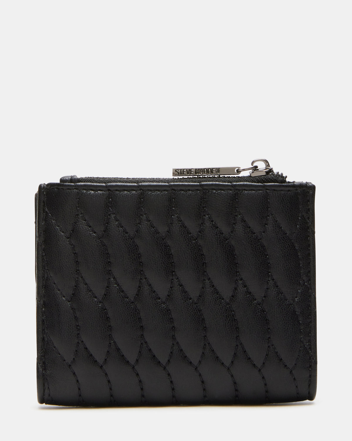 BAZAR Wallet Black Quilted Top-Zipper Button-Snap Mini Wallet