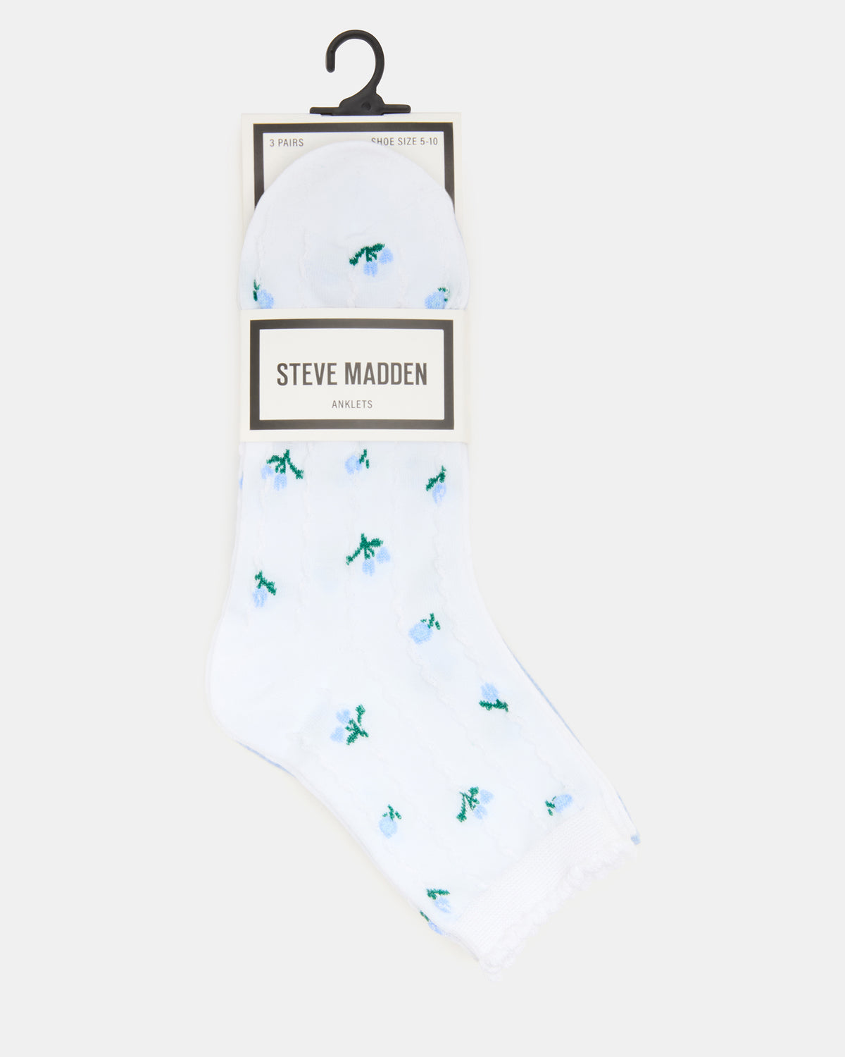 3 SPRING PACK FLOWER SOCKS WHITE MULTI Steve Madden WHITE MULTI