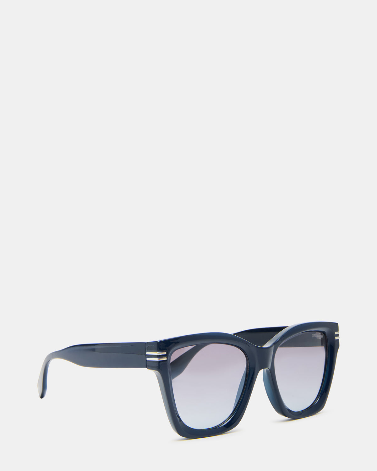 TAISIA Navy Milky Opaque Silver Flash Cat Eye Sunglasses