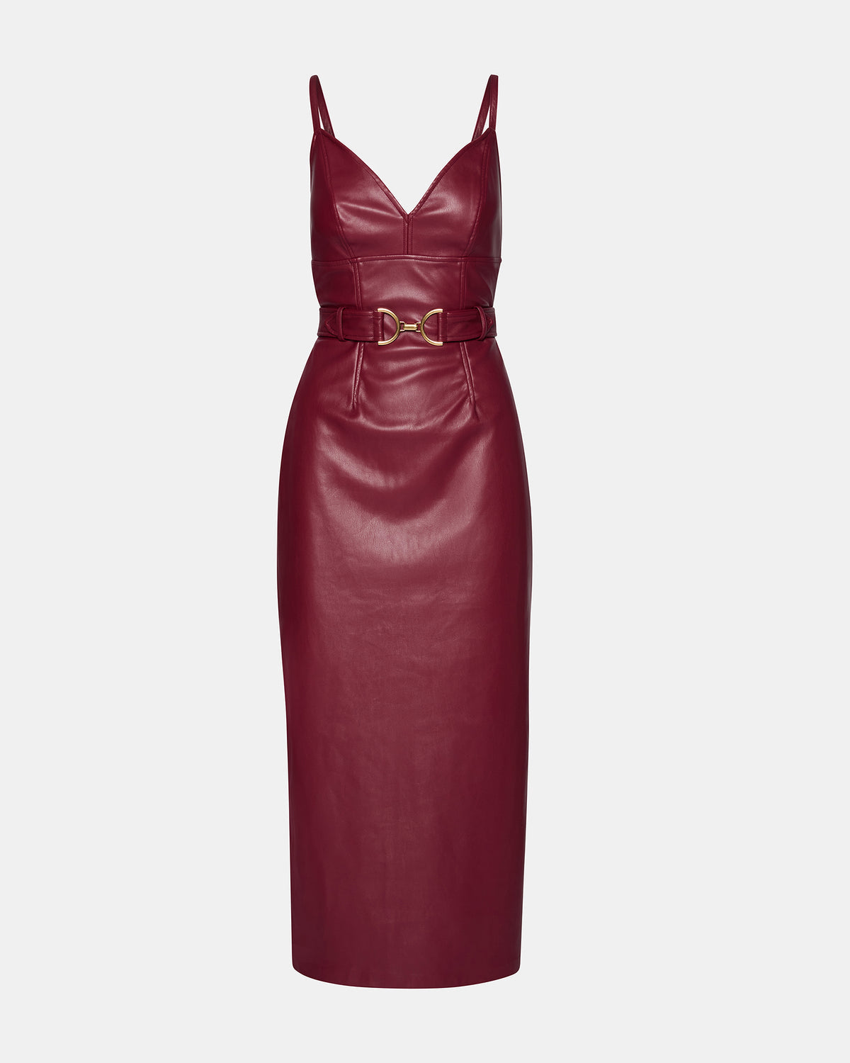 KAILEY Cordovan Faux Leather Sleeveless Midi Women's Dress