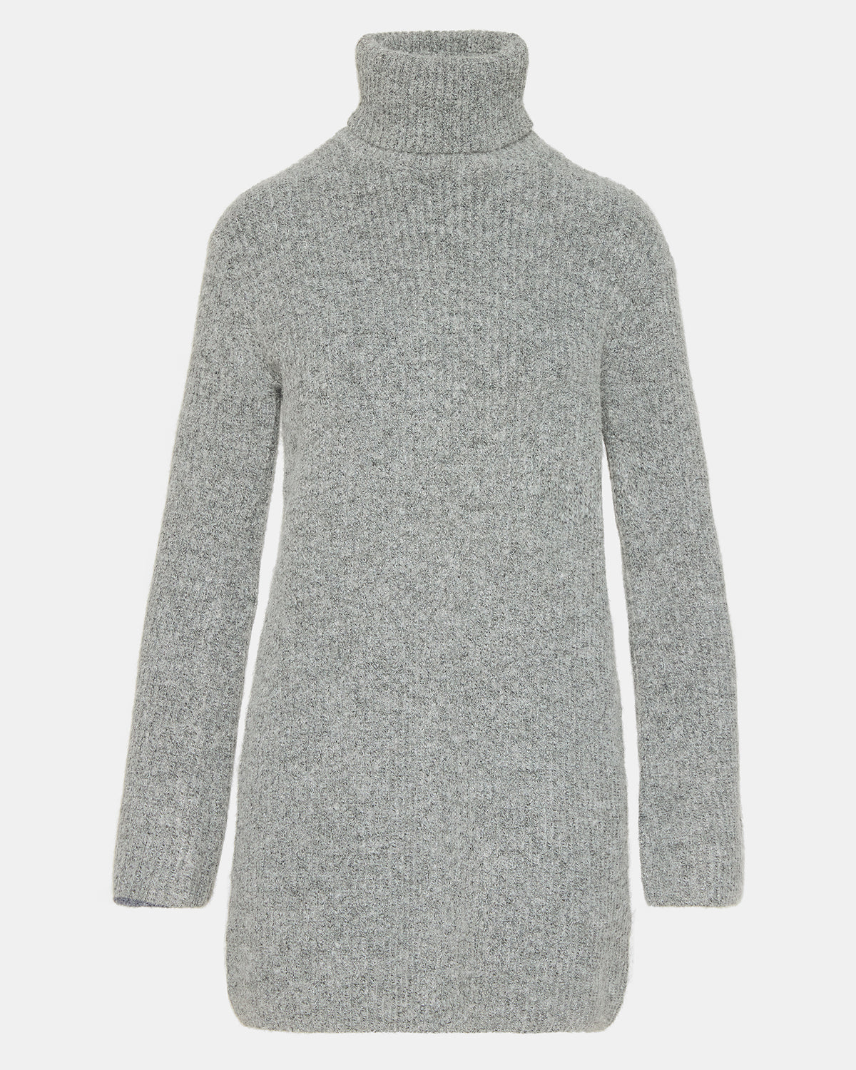 ABBIE Sweater Dress Grey | Mini Turtleneck Flared Sleeve Dress
