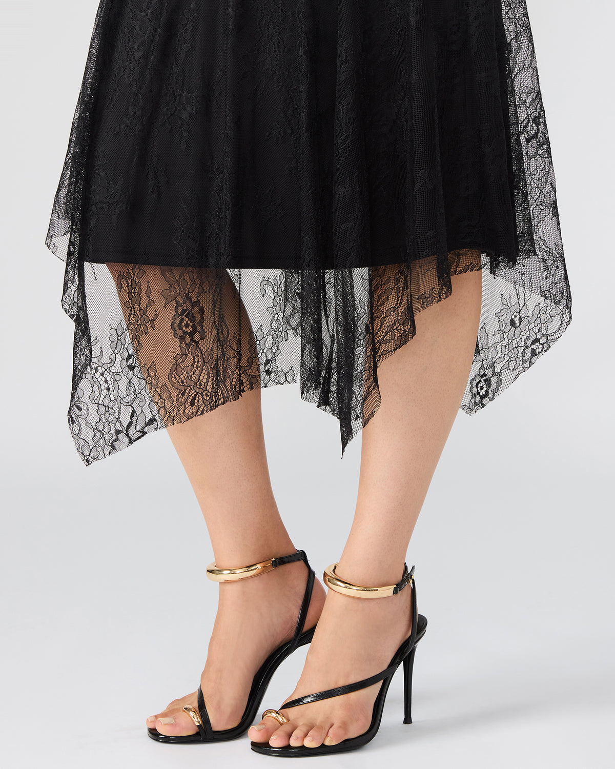SILAS Black Long-Sleeved Mesh Lace Overylay Flowy Women's Dress