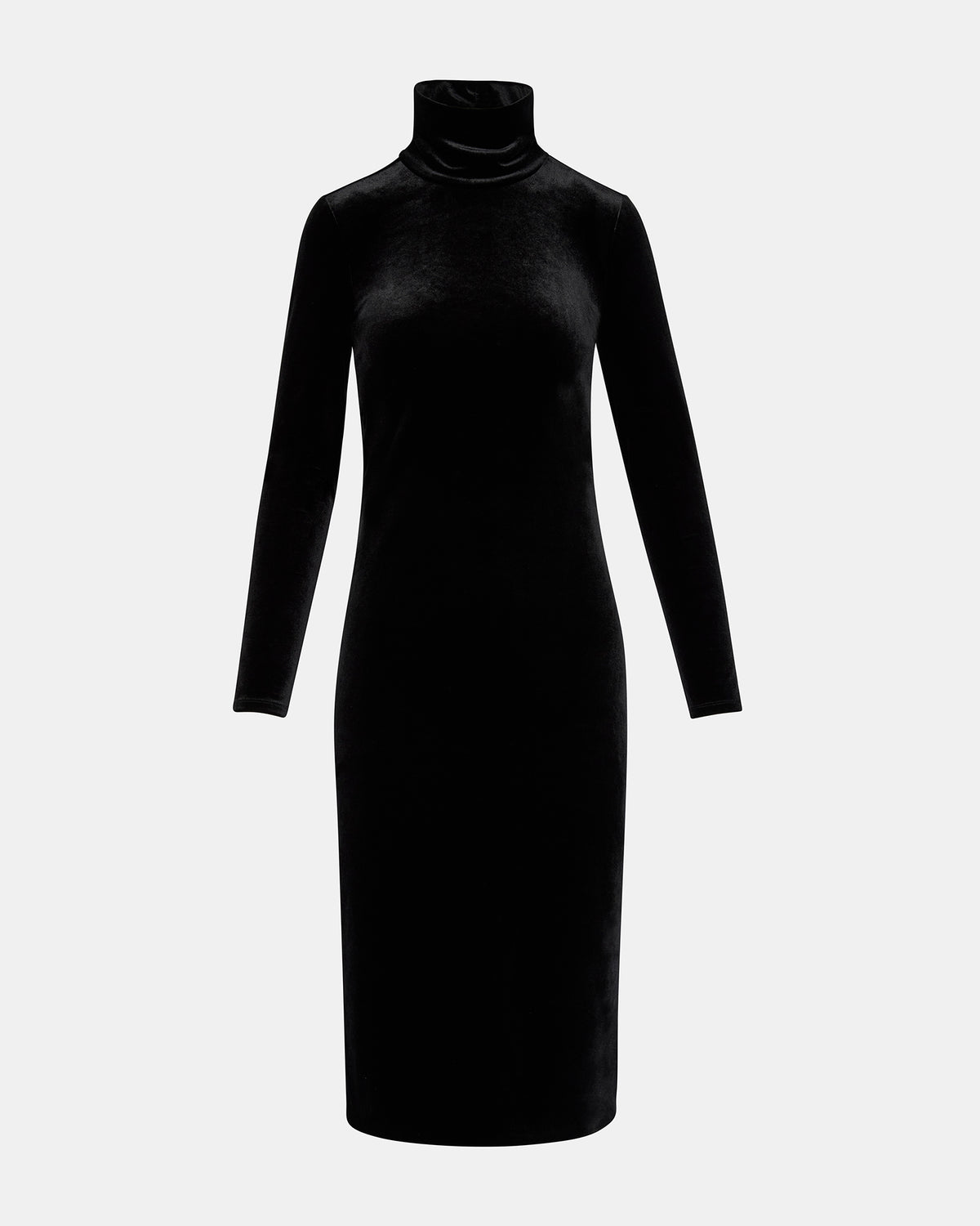 SKYLER Dress Black | Women's Long-Sleeved Turtleneck Velvet Dress