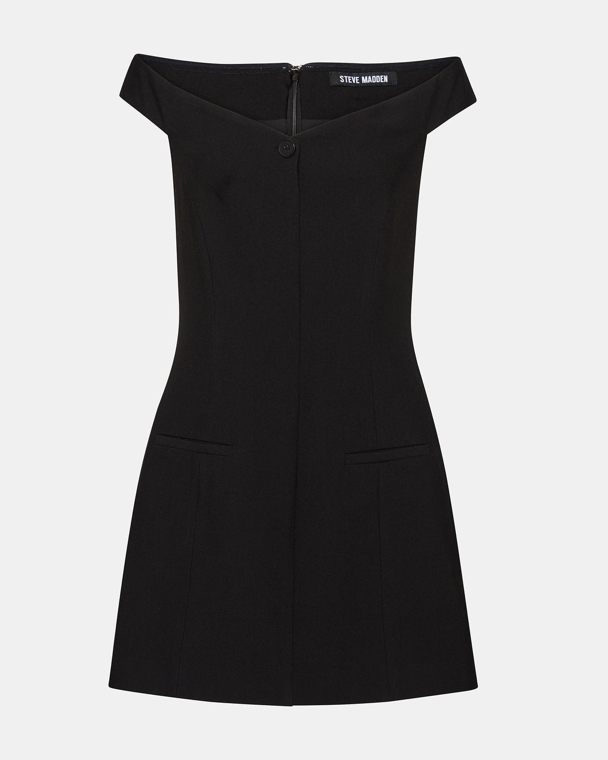 YANA Black Off-The-Shoulder Pleated Women's Dress